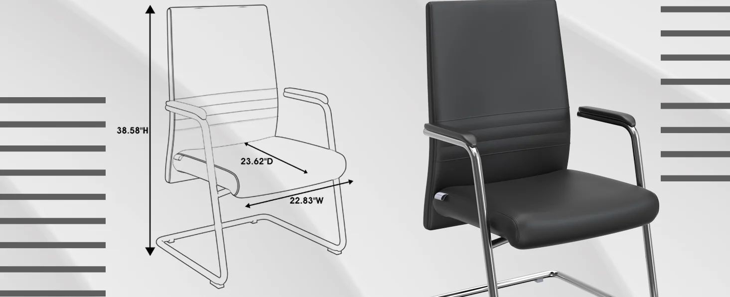 Aleen Series Guest Office Chair In Black Leather