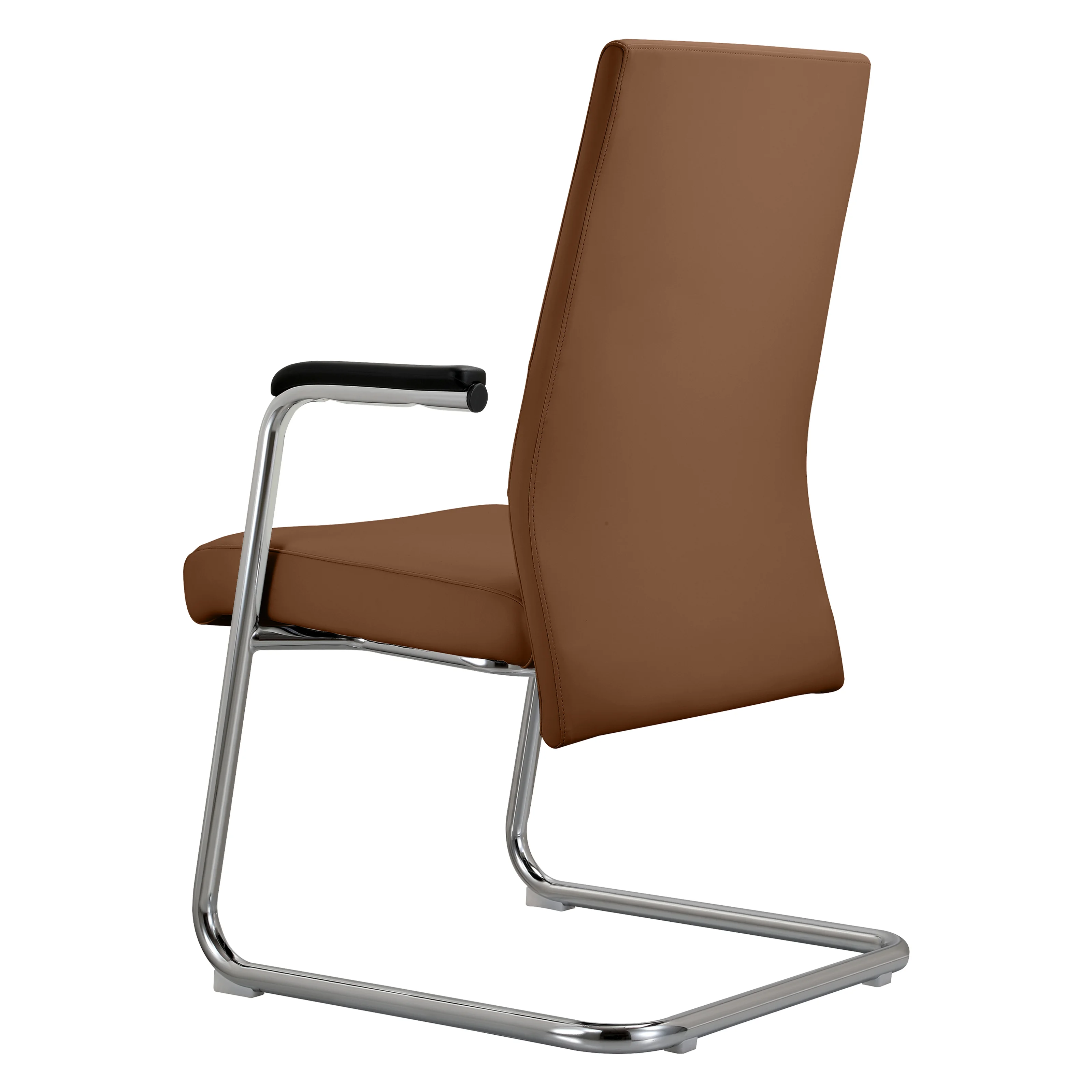 Aleen Series Guest Office Chair In Dark Brown Leather