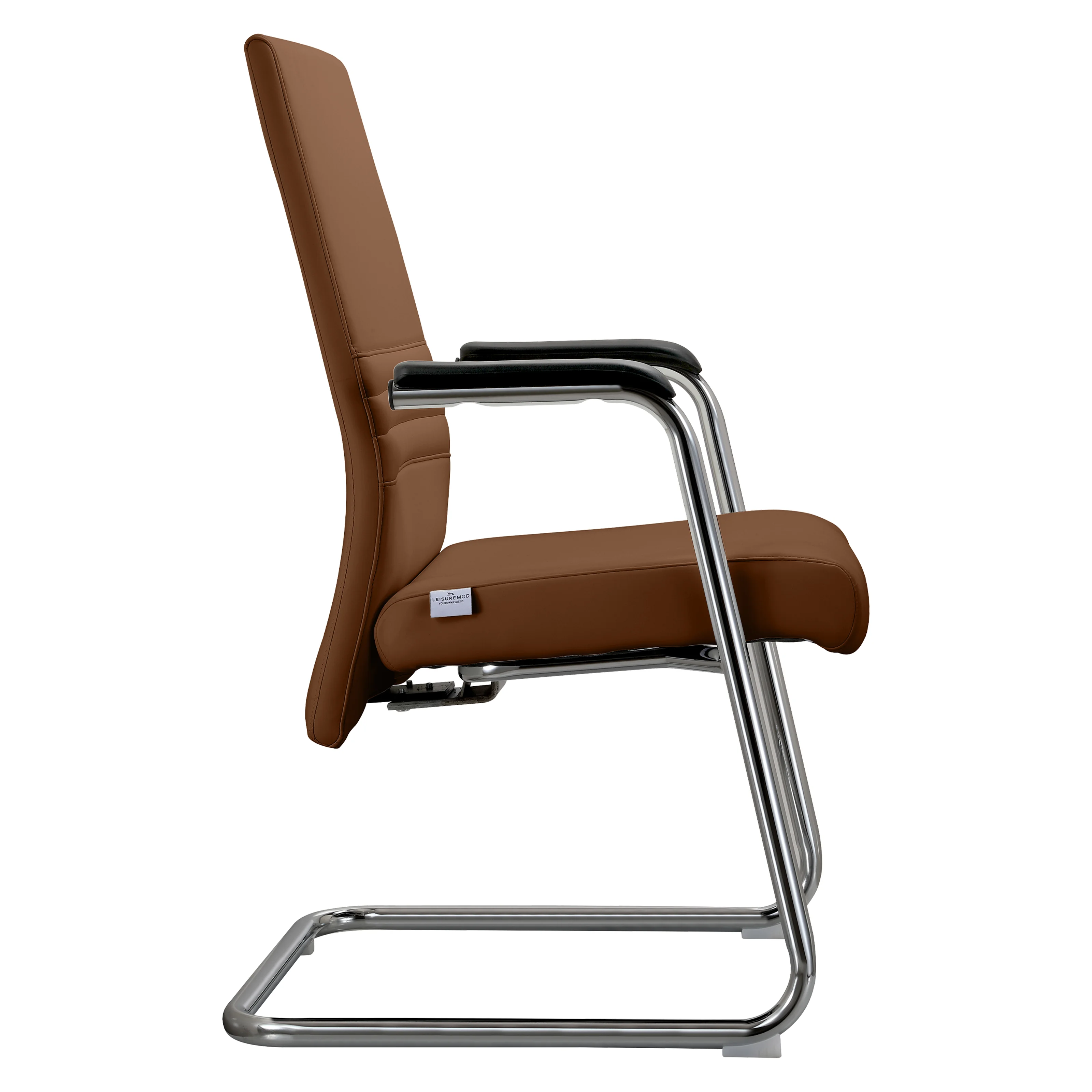 Aleen Series Guest Office Chair In Dark Brown Leather
