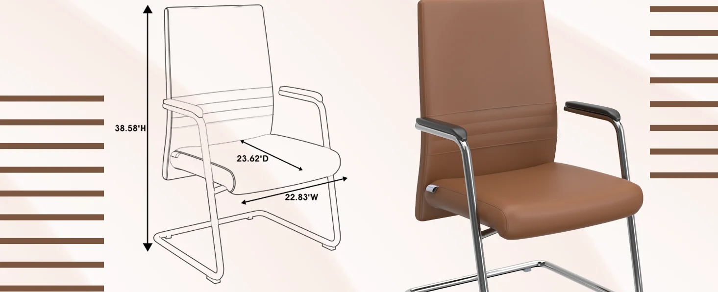 Aleen Series Guest Office Chair In Dark Brown Leather