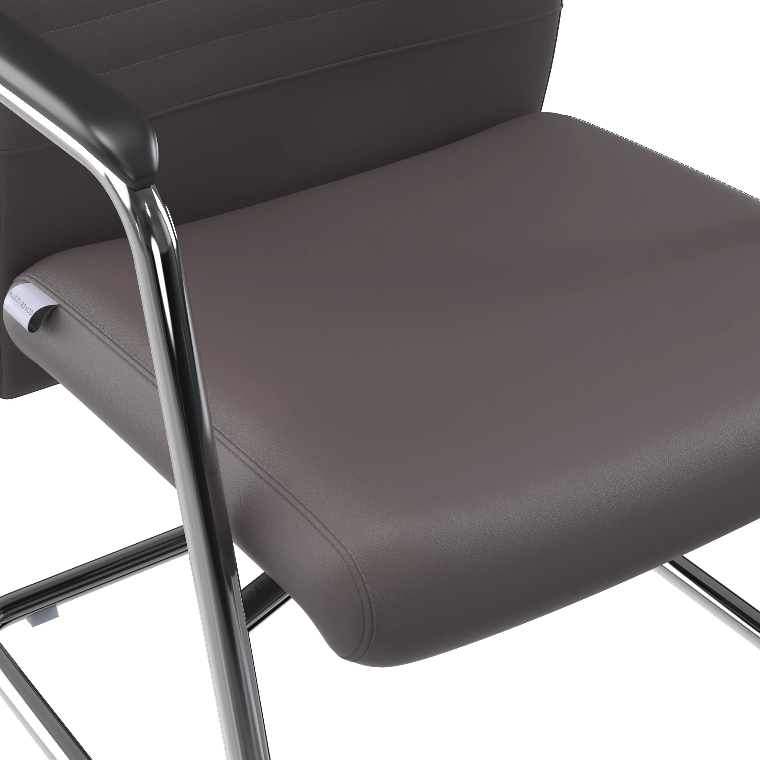 Aleen Series Guest Office Chair In Grey Leather