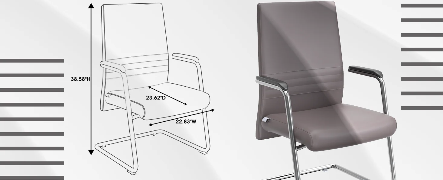 Aleen Series Guest Office Chair In Grey Leather