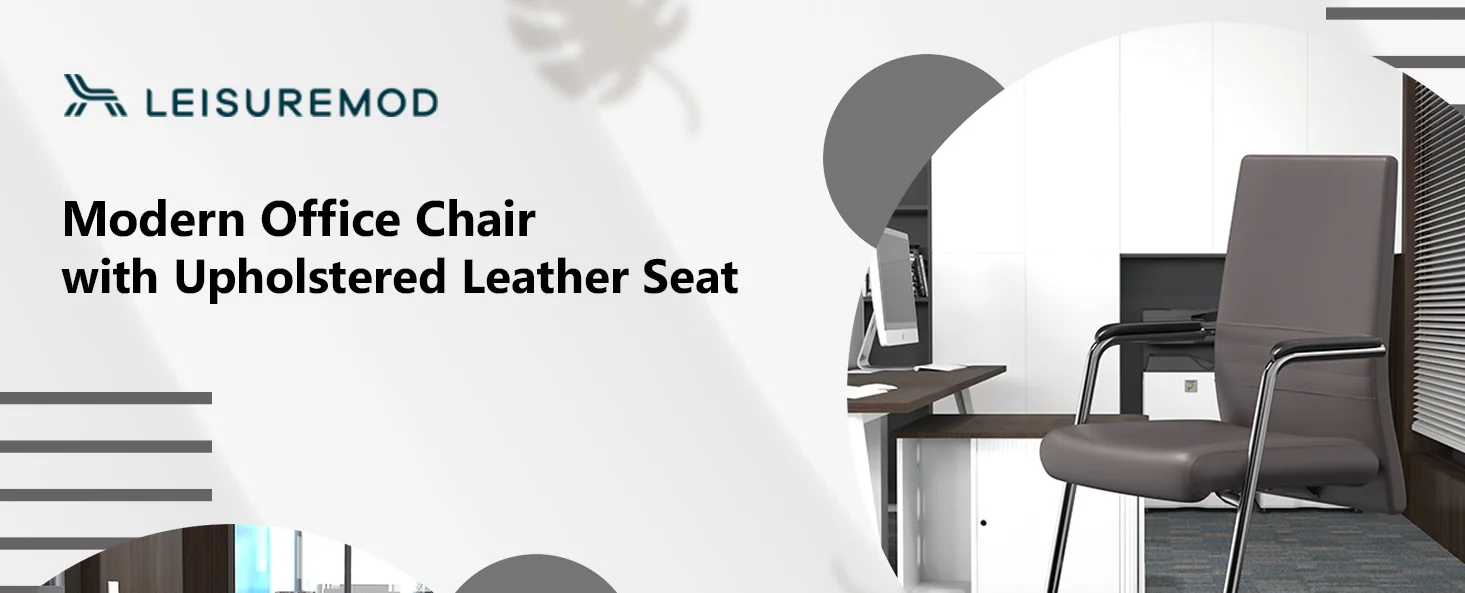 Aleen Series Guest Office Chair In Grey Leather