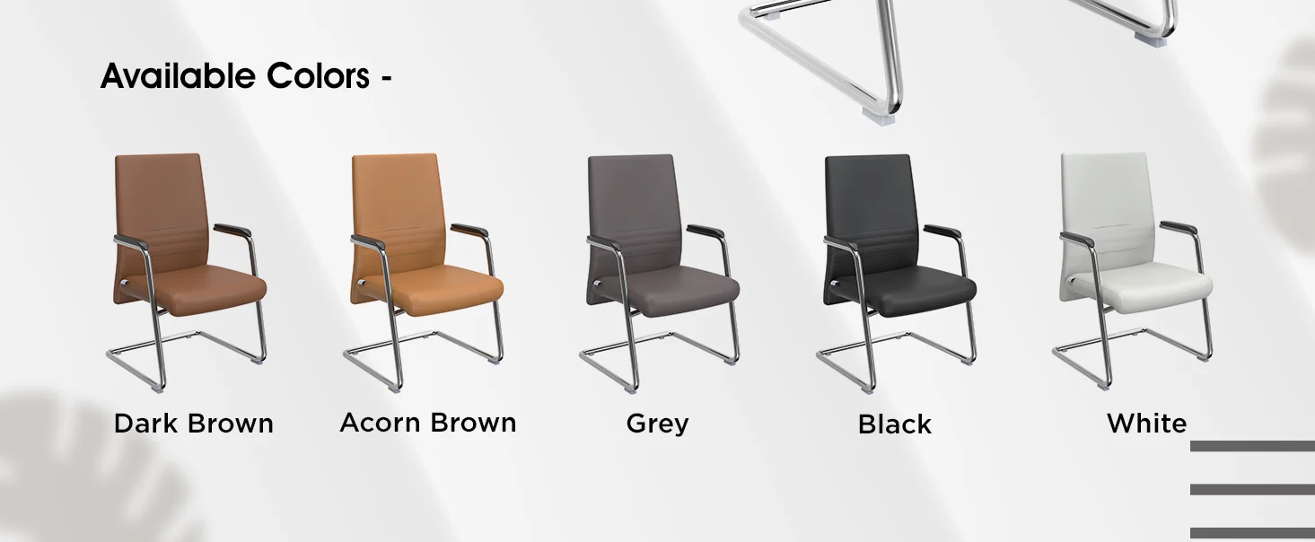 Aleen Series Guest Office Chair In Grey Leather