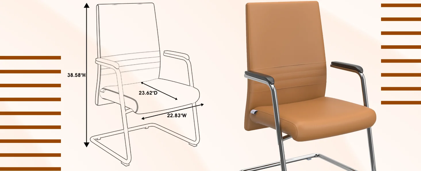 Aleen Series Guest Office Chair In Acorn Brown Leather