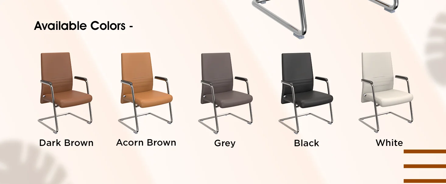 Aleen Series Guest Office Chair In Acorn Brown Leather