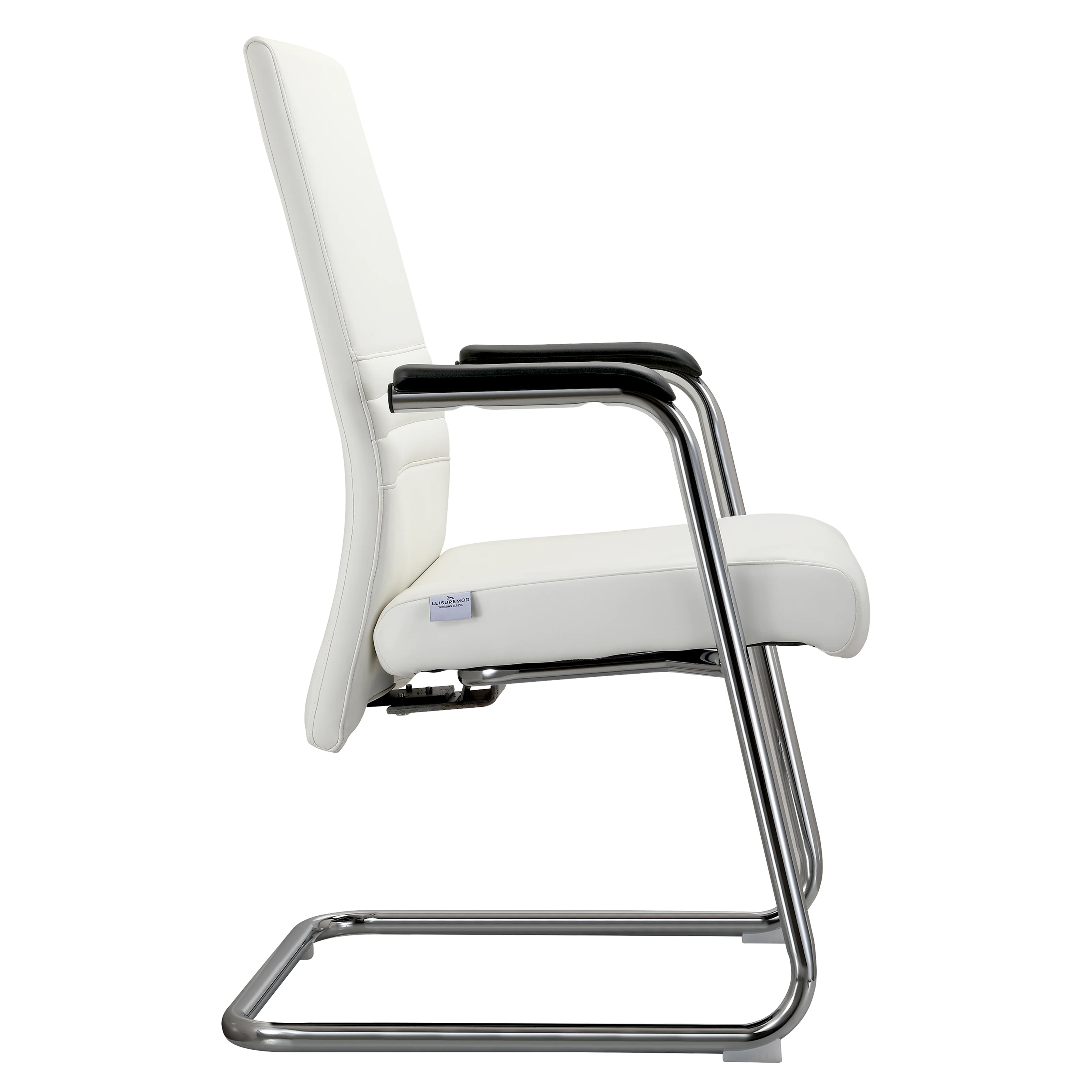 Aleen Series Guest Office Chair In White Leather