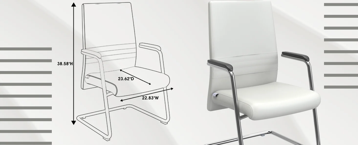 Aleen Series Guest Office Chair In White Leather