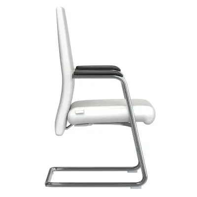 Aleen Series Guest Office Chair In White Leather
