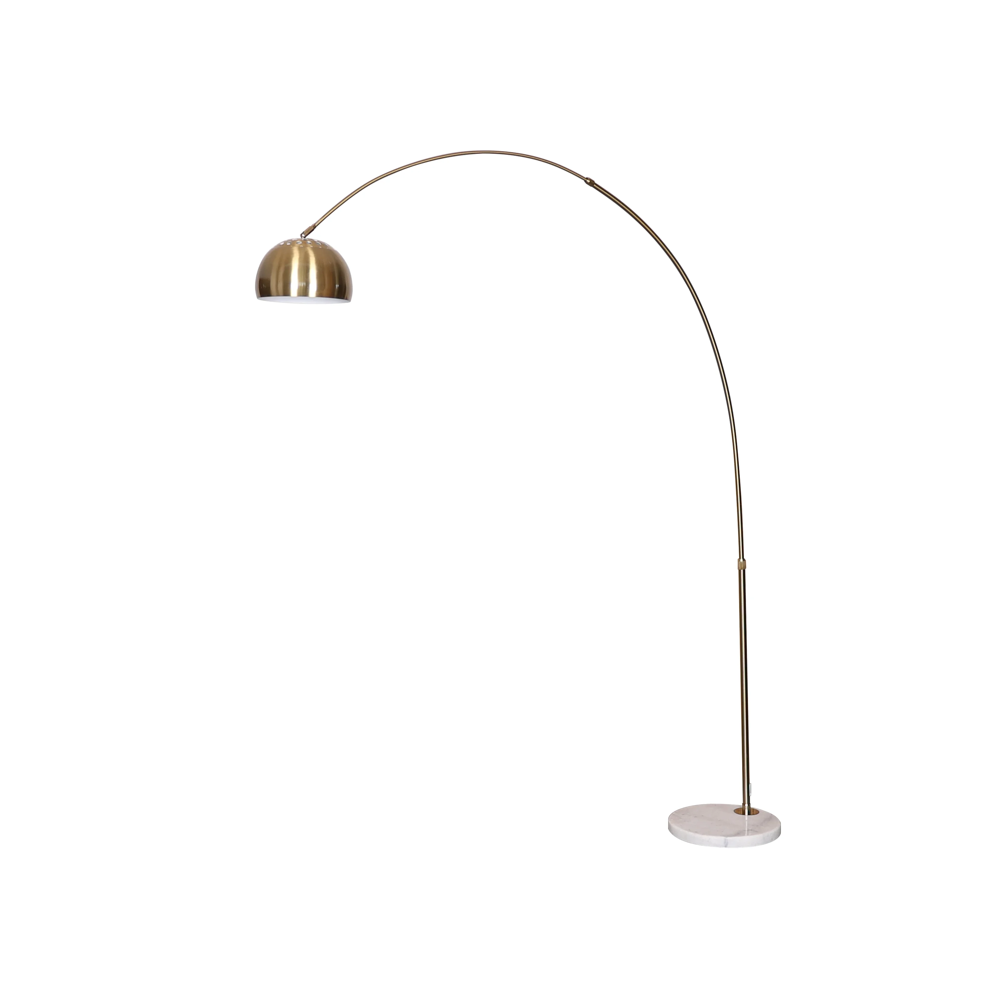 Arco Mid-Century Modern Arched Floor Lamp 75.6" Height with White Round Marble Base and Metal Dome Lamp Shade for Living Room and Bedroom