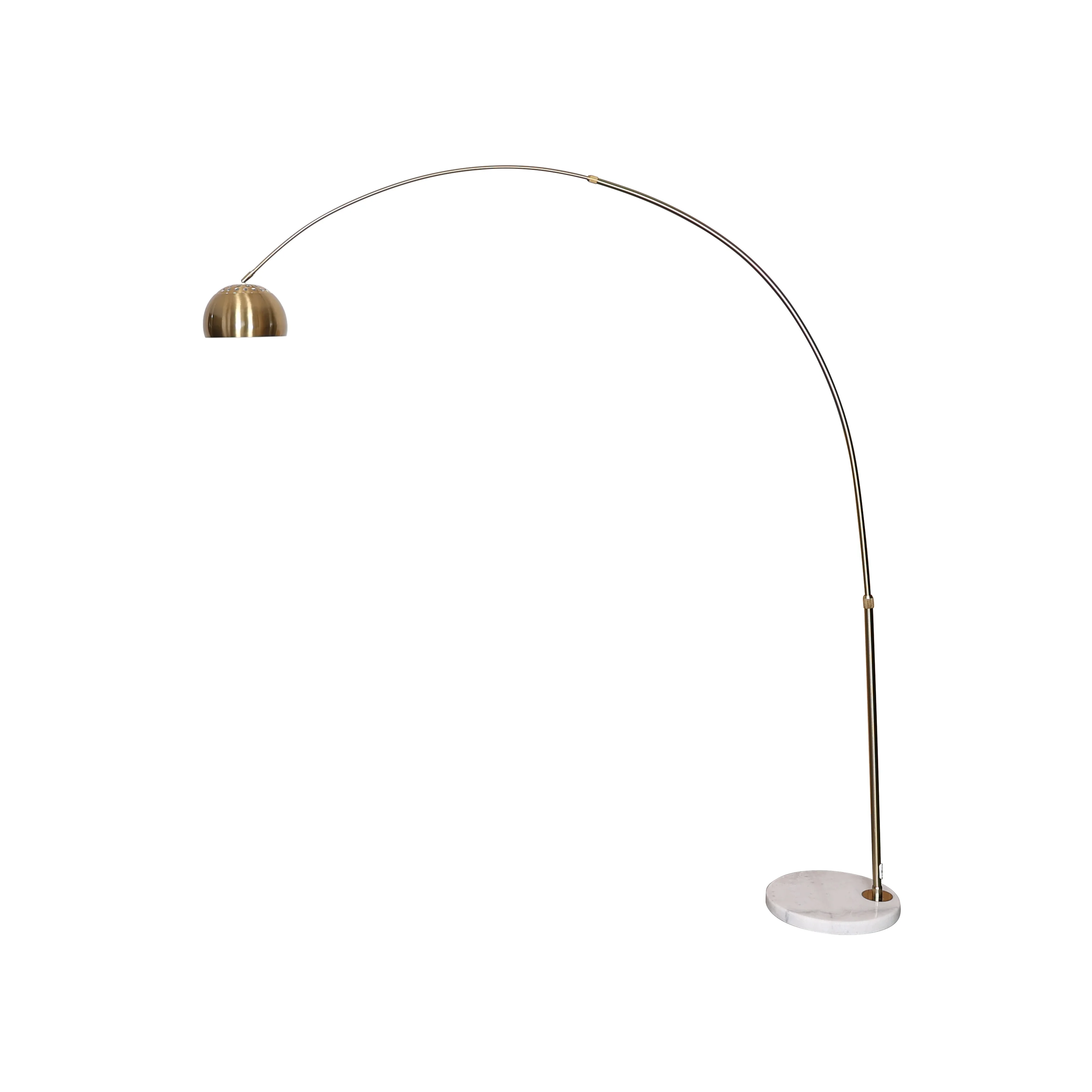 Arco Mid-Century Modern Arched Floor Lamp 75.6" Height with White Round Marble Base and Metal Dome Lamp Shade for Living Room and Bedroom