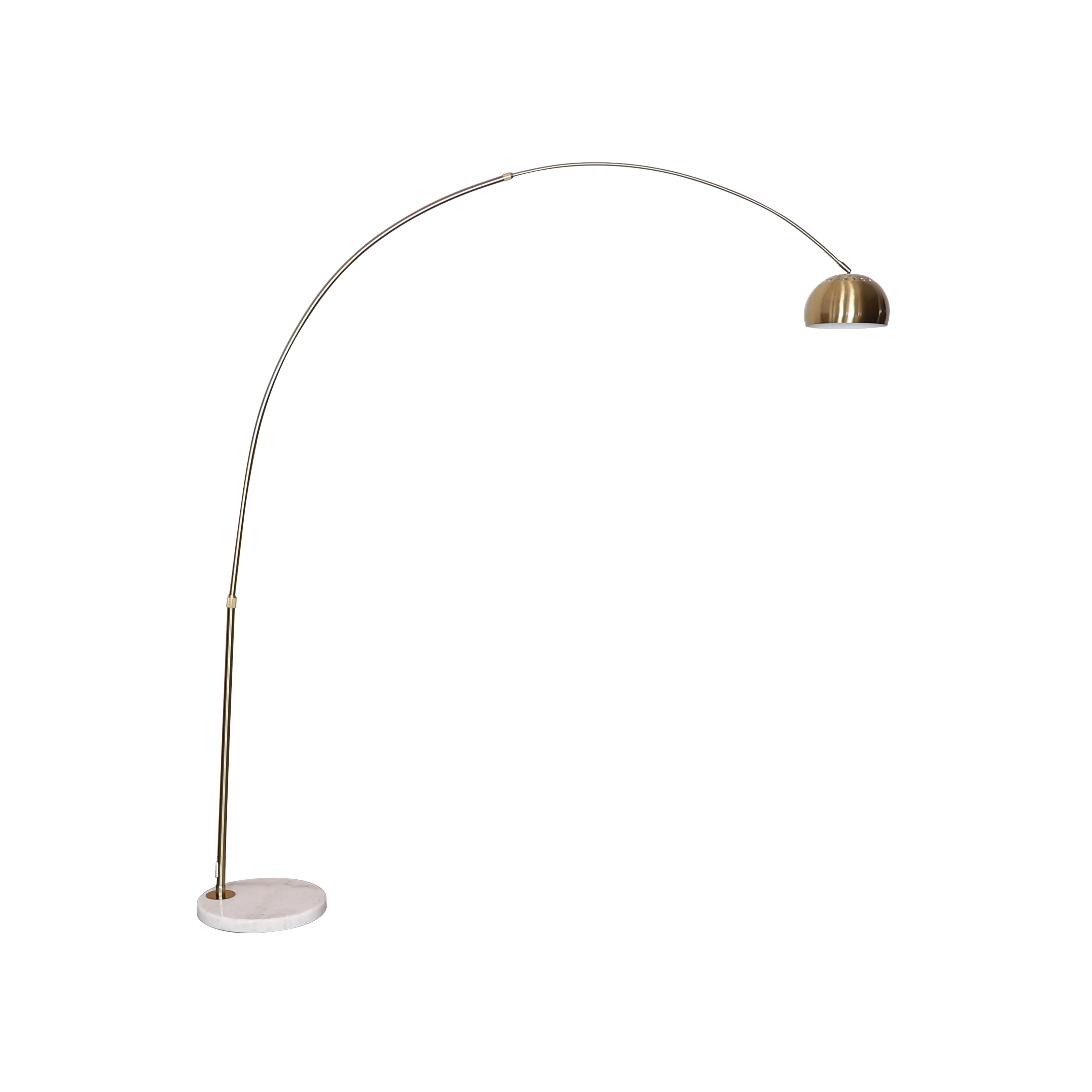 Arco Mid-Century Modern Arched Floor Lamp 75.6" Height with White Round Marble Base and Metal Dome Lamp Shade for Living Room and Bedroom