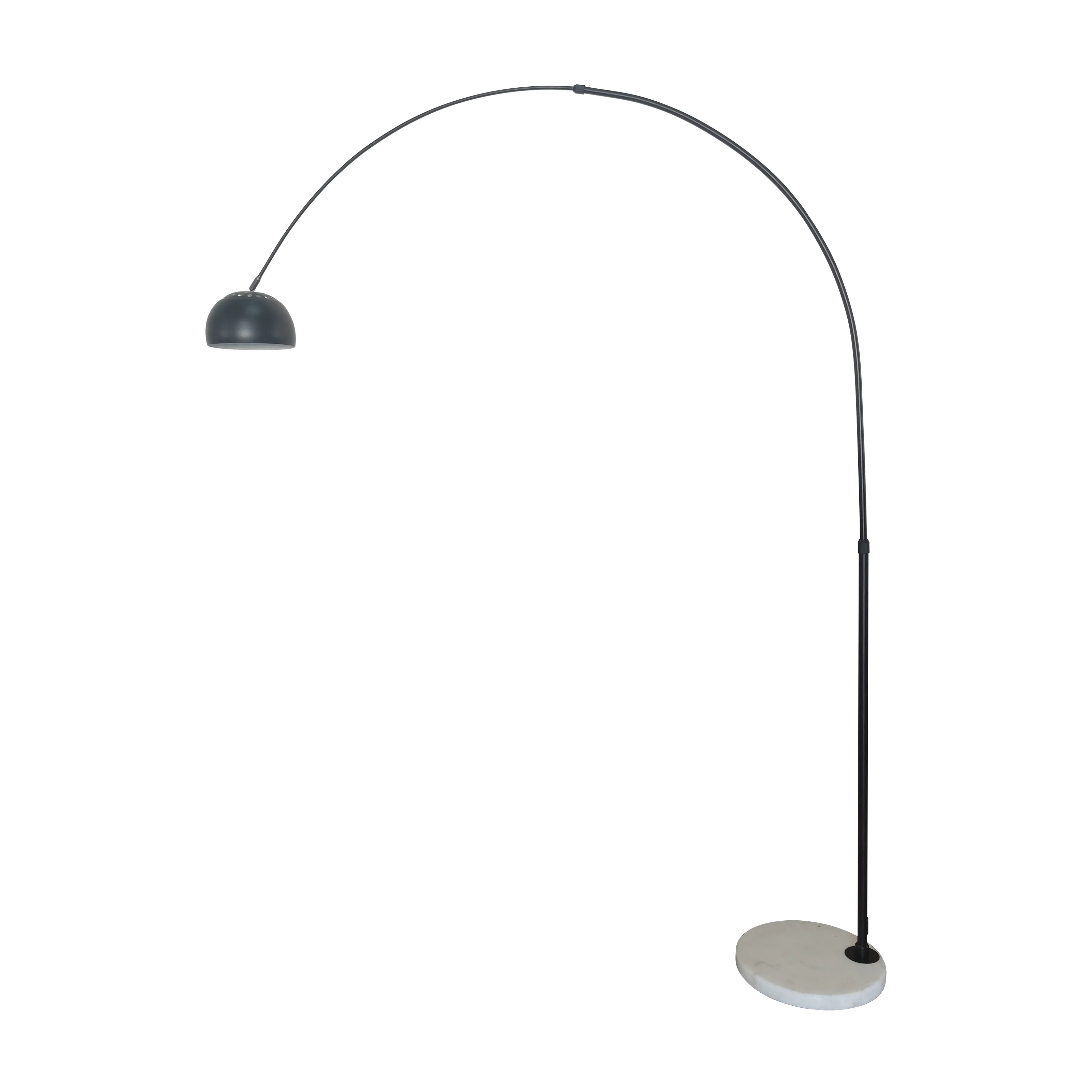 Arco Mid-Century Modern Arched Floor Lamp 75.6" Height with White Round Marble Base and Metal Dome Lamp Shade for Living Room and Bedroom
