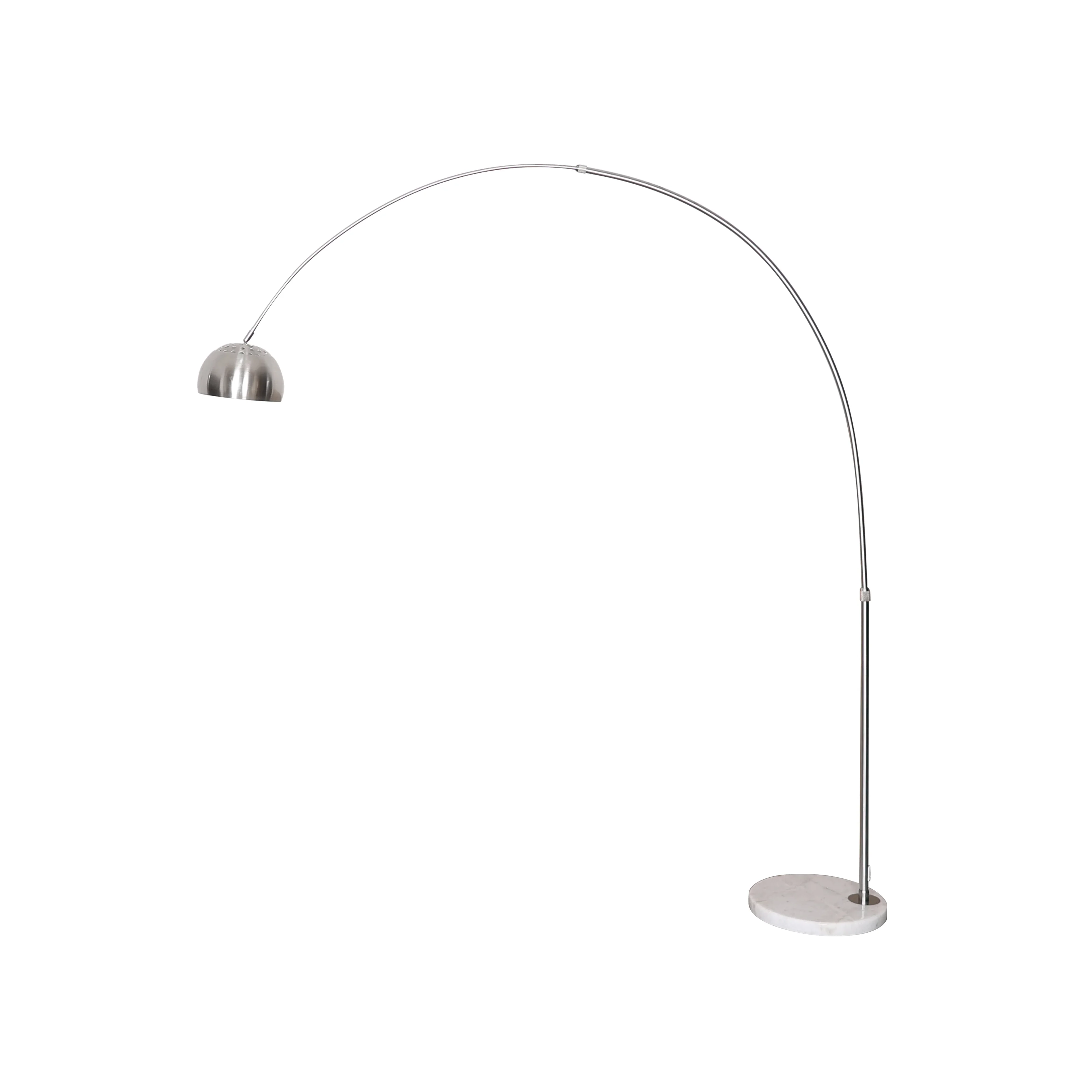 Arco Mid-Century Modern Arched Floor Lamp 75.6" Height with White Round Marble Base and Metal Dome Lamp Shade for Living Room and Bedroom