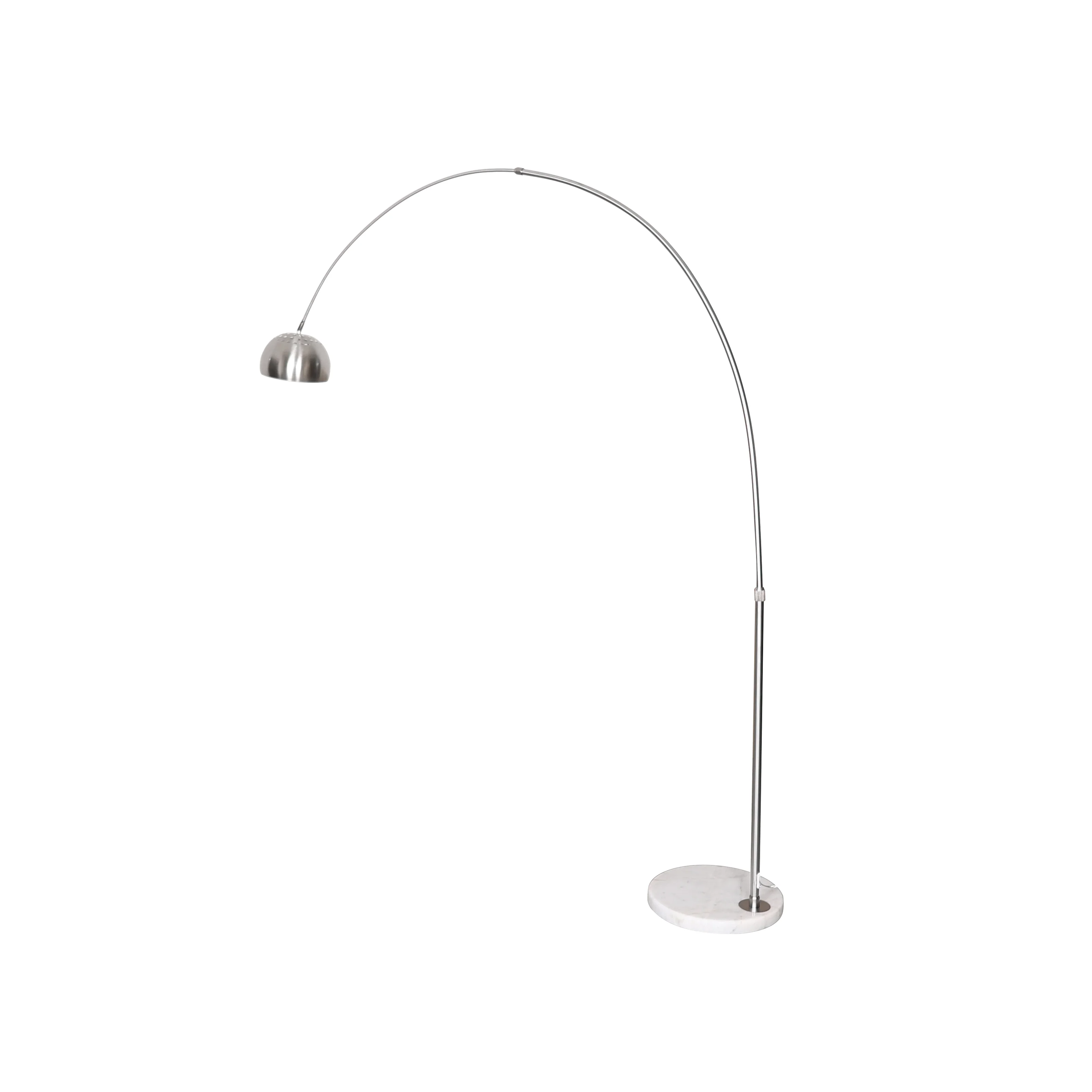 Arco Mid-Century Modern Arched Floor Lamp 75.6" Height with White Round Marble Base and Metal Dome Lamp Shade for Living Room and Bedroom