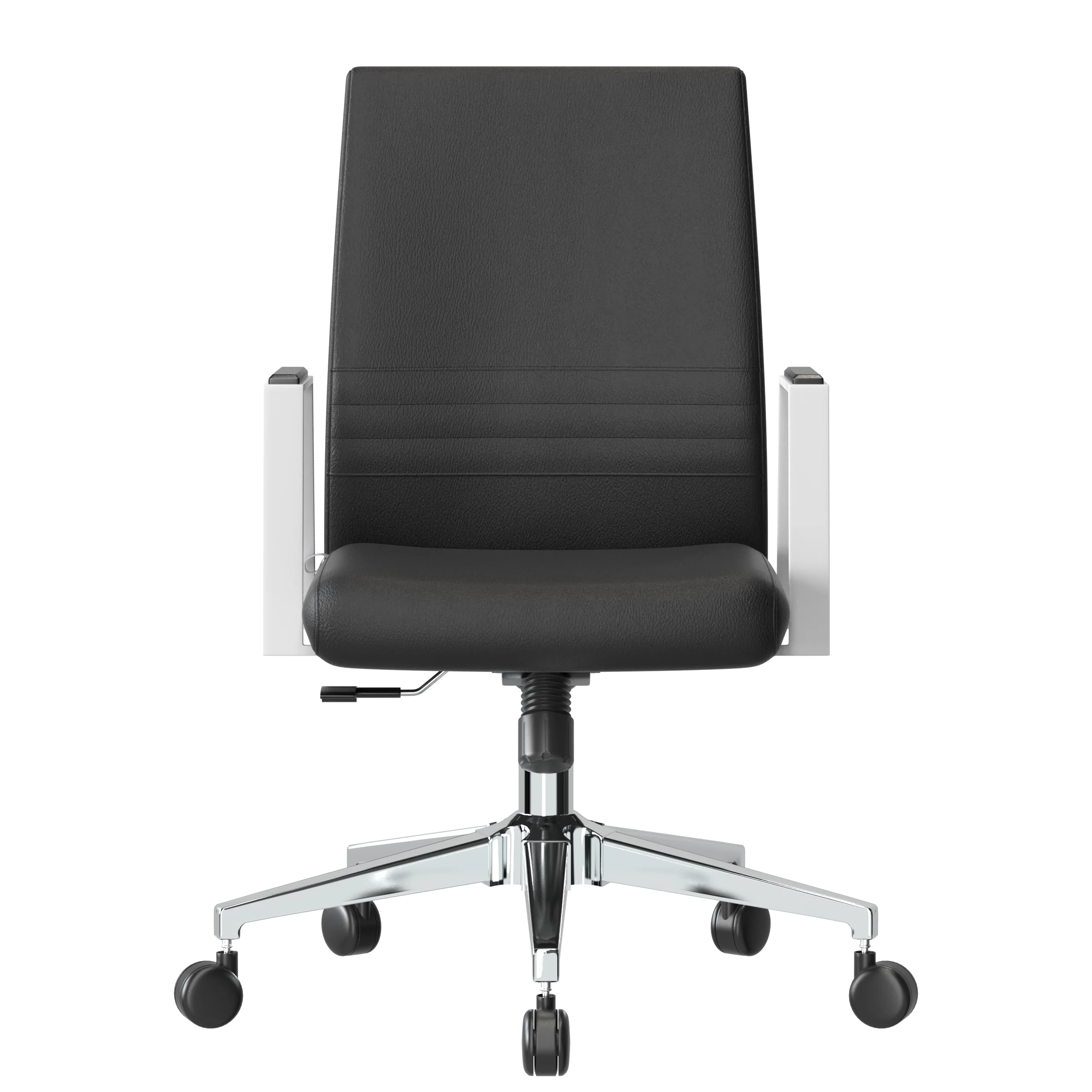 Aleen Office Chair in Upholstered Leather and Iron Frame with Swivel and Tilt in Black