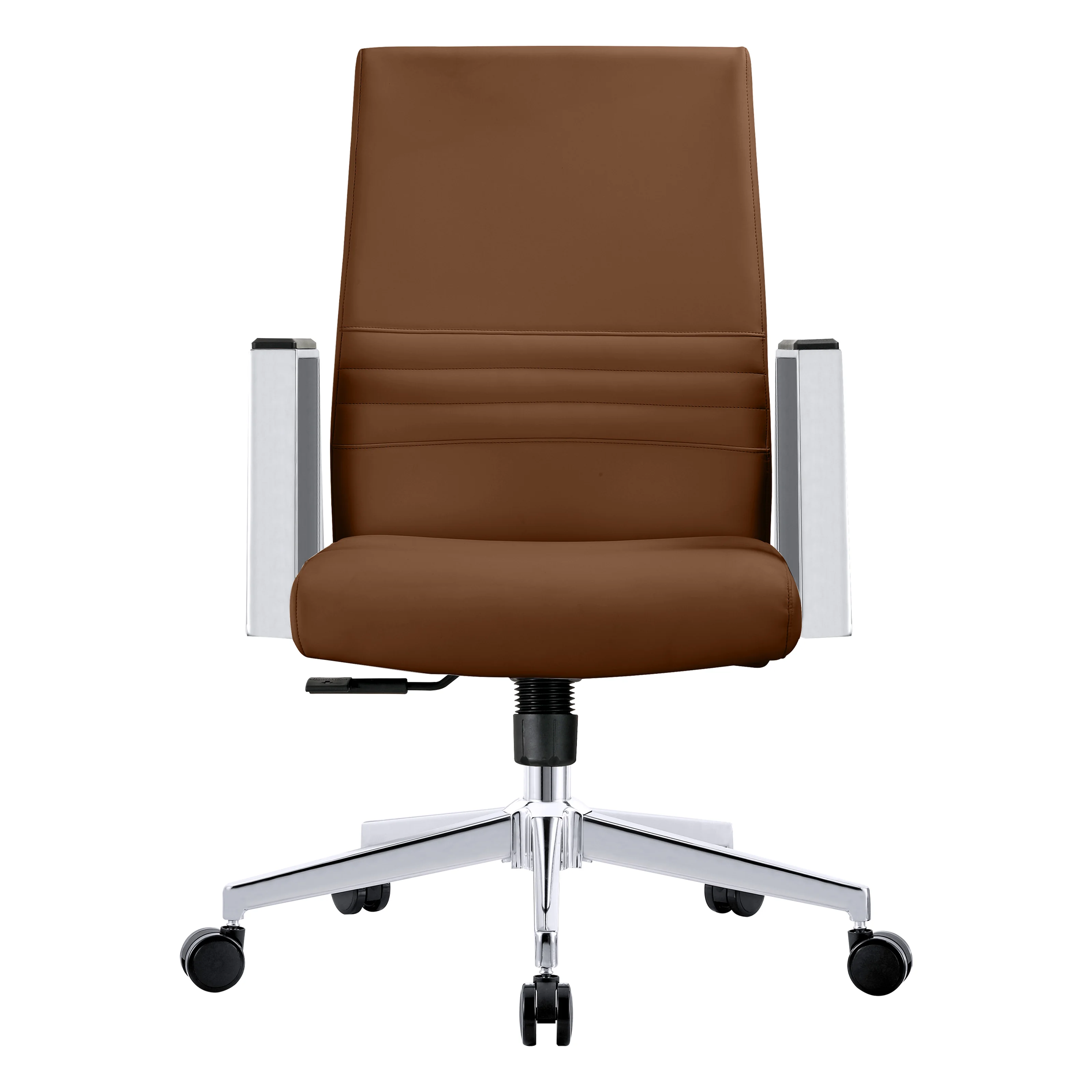 Aleen Office Chair in Upholstered Leather and Iron Frame with Swivel and Tilt in Dark Brown