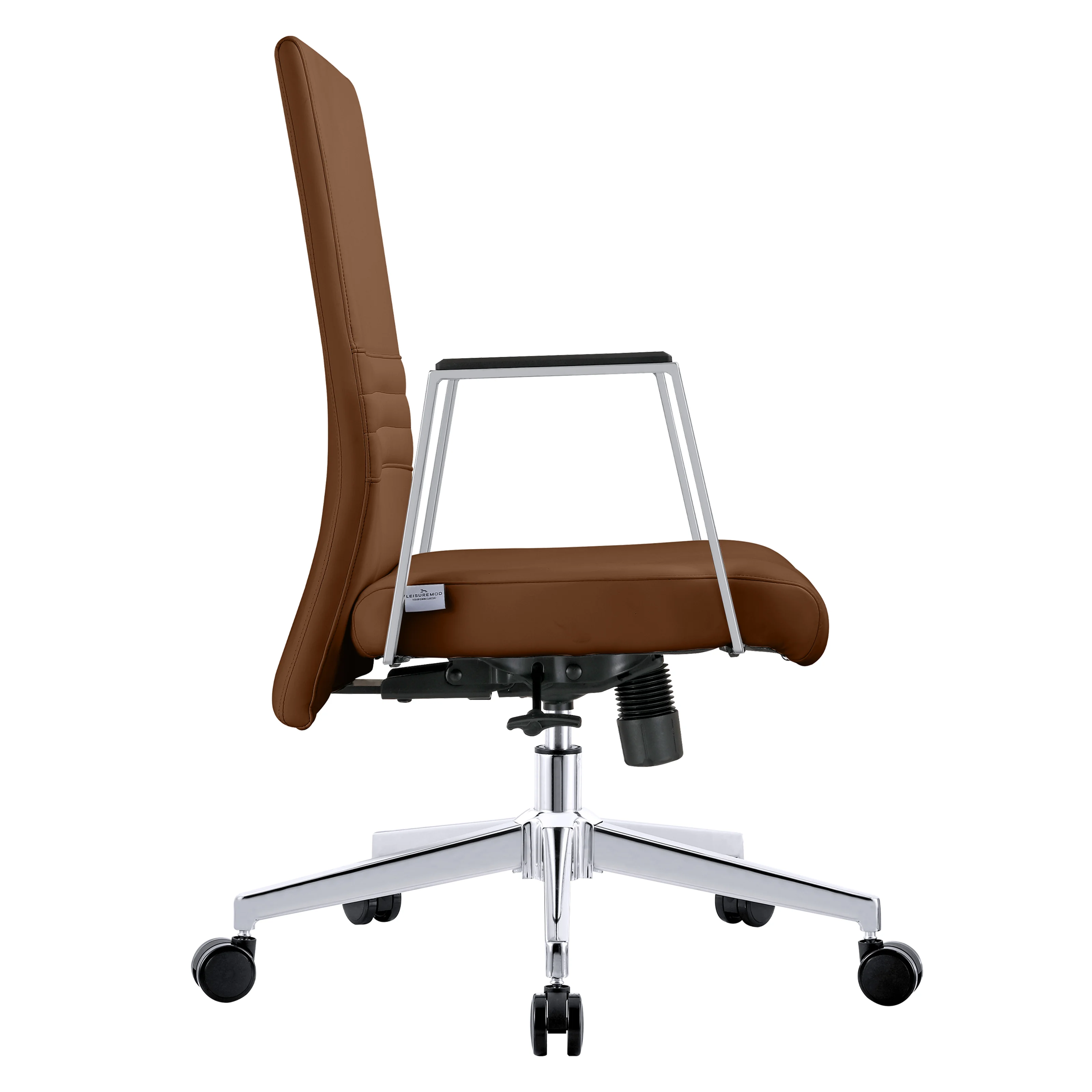Aleen Office Chair in Upholstered Leather and Iron Frame with Swivel and Tilt in Dark Brown
