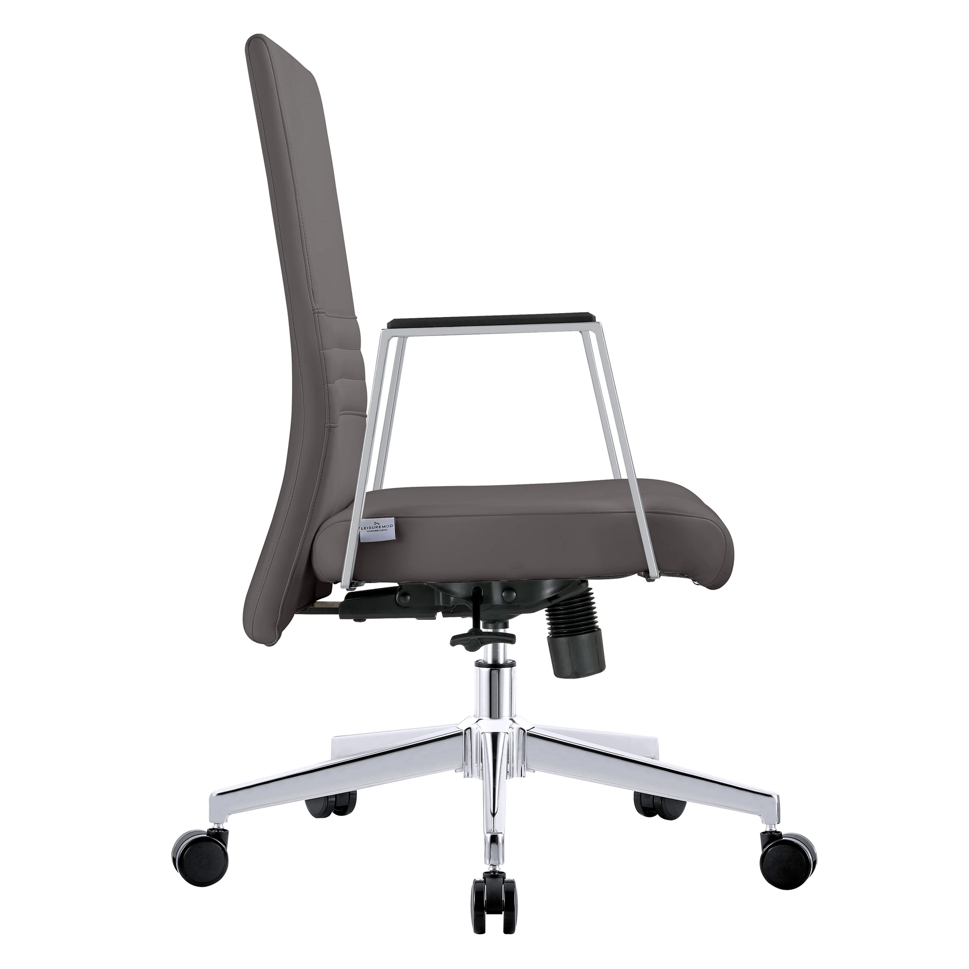 Aleen Office Chair in Upholstered Leather and Iron Frame with Swivel and Tilt in Grey