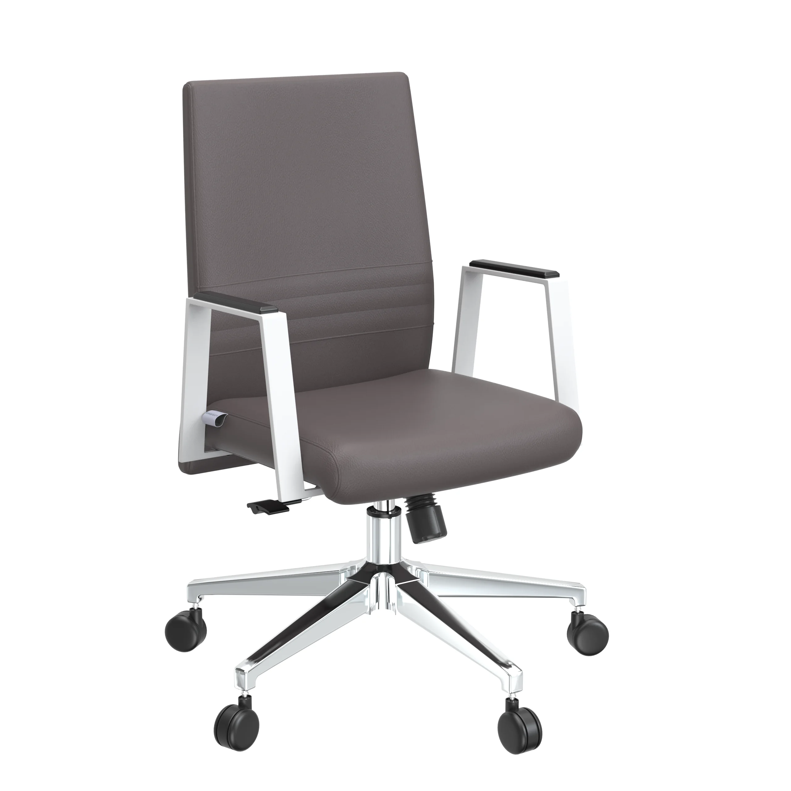Aleen Office Chair in Upholstered Leather and Iron Frame with Swivel and Tilt in Grey