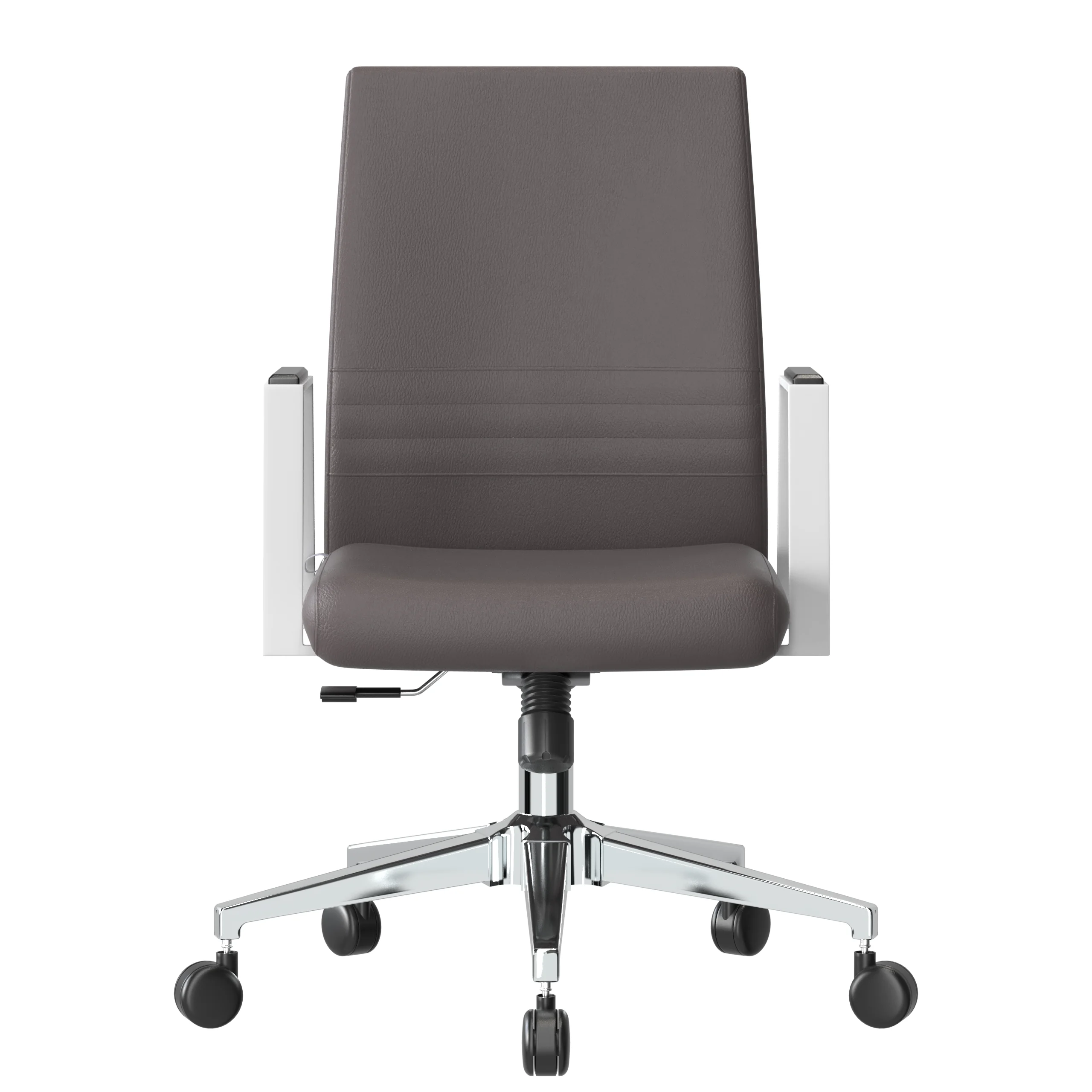 Aleen Office Chair in Upholstered Leather and Iron Frame with Swivel and Tilt in Grey