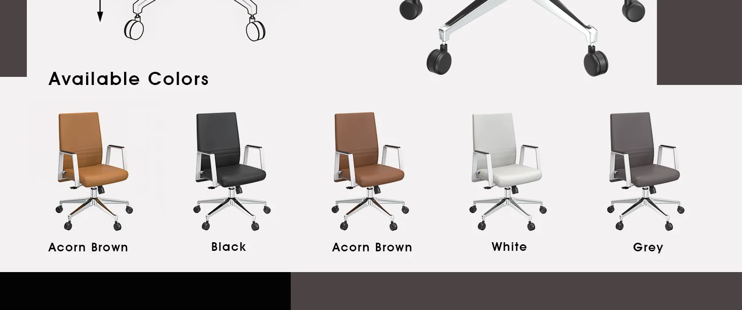 Aleen Office Chair in Upholstered Leather and Iron Frame with Swivel and Tilt in Grey