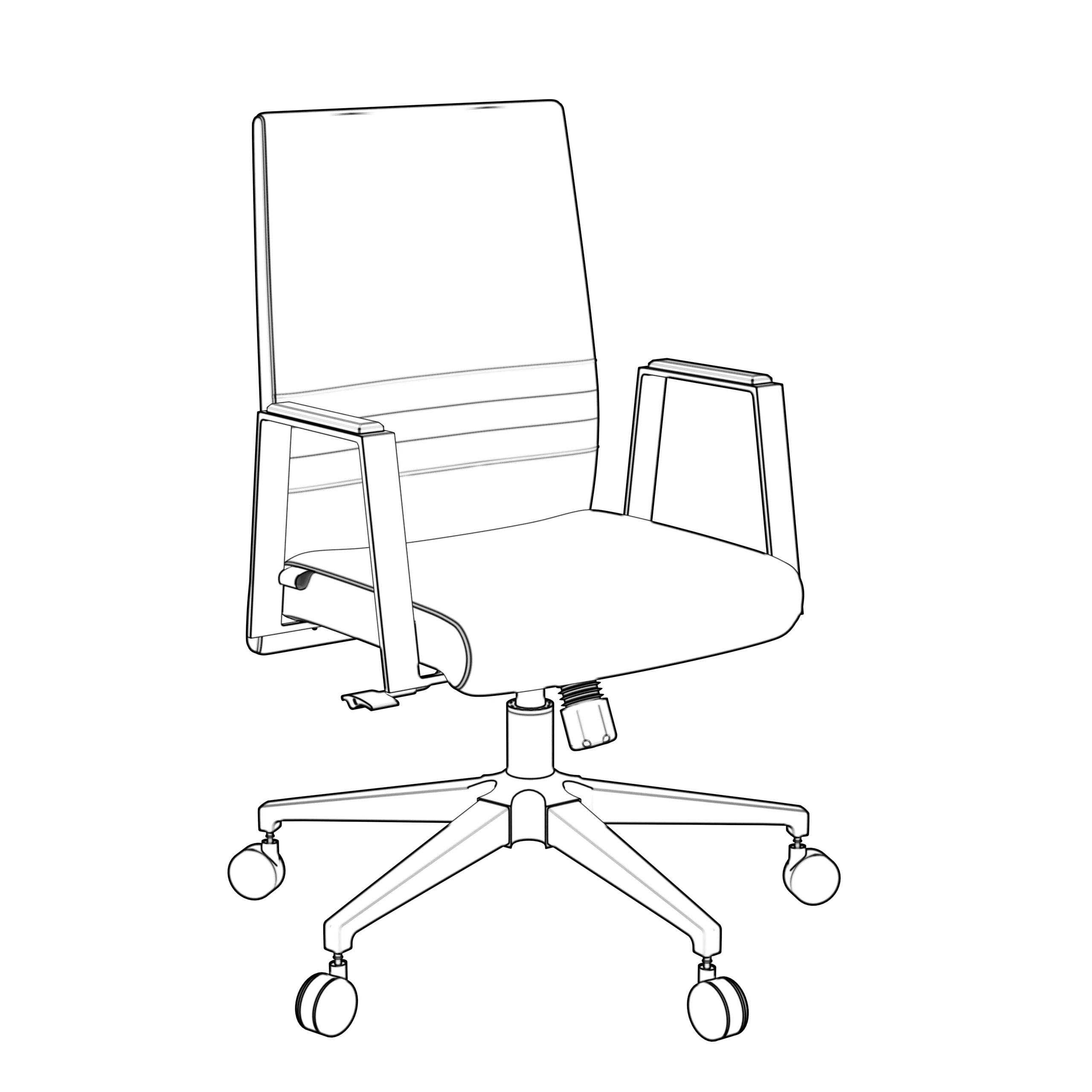 Aleen Office Chair in Upholstered Leather and Iron Frame with Swivel and Tilt in White