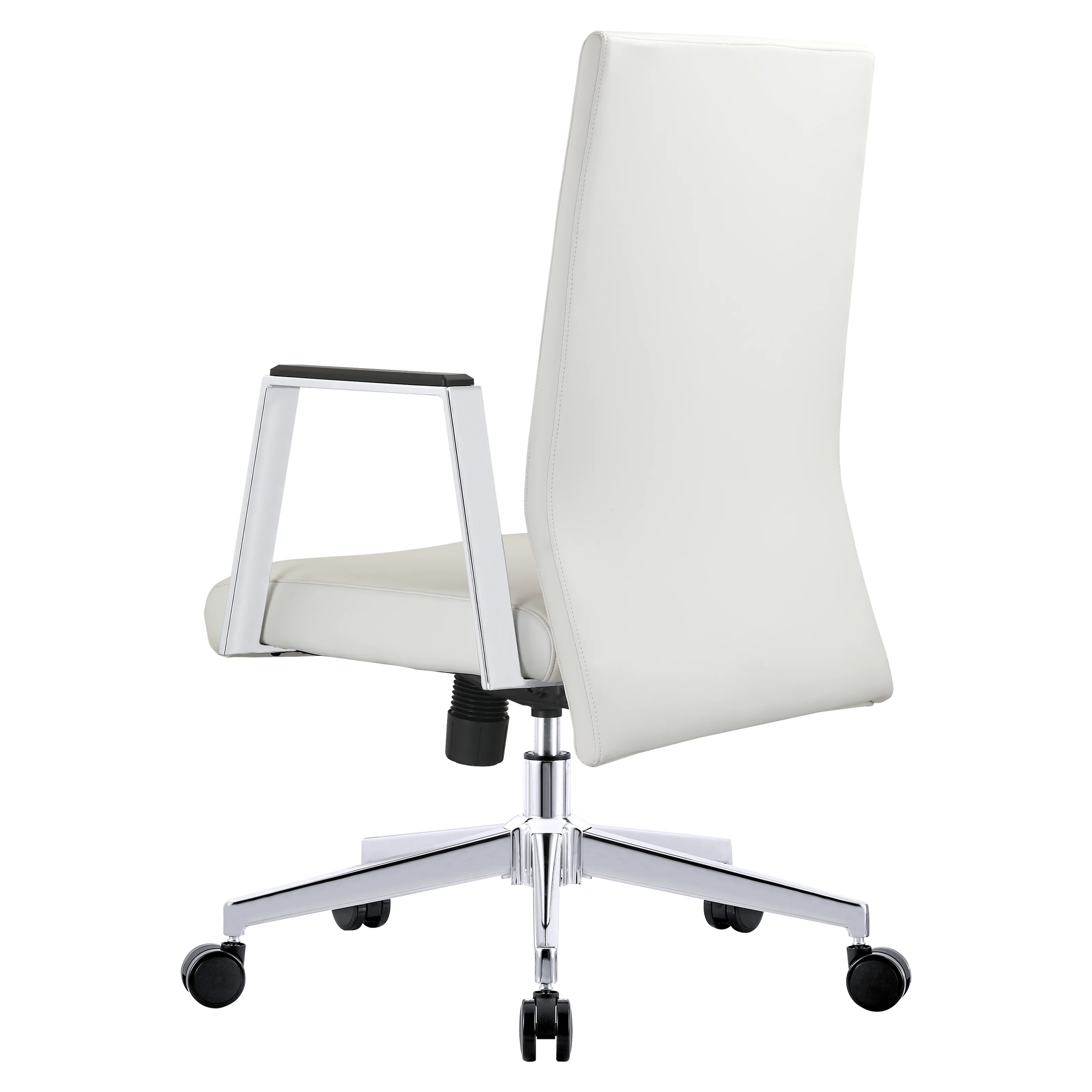 Aleen Office Chair in Upholstered Leather and Iron Frame with Swivel and Tilt in White