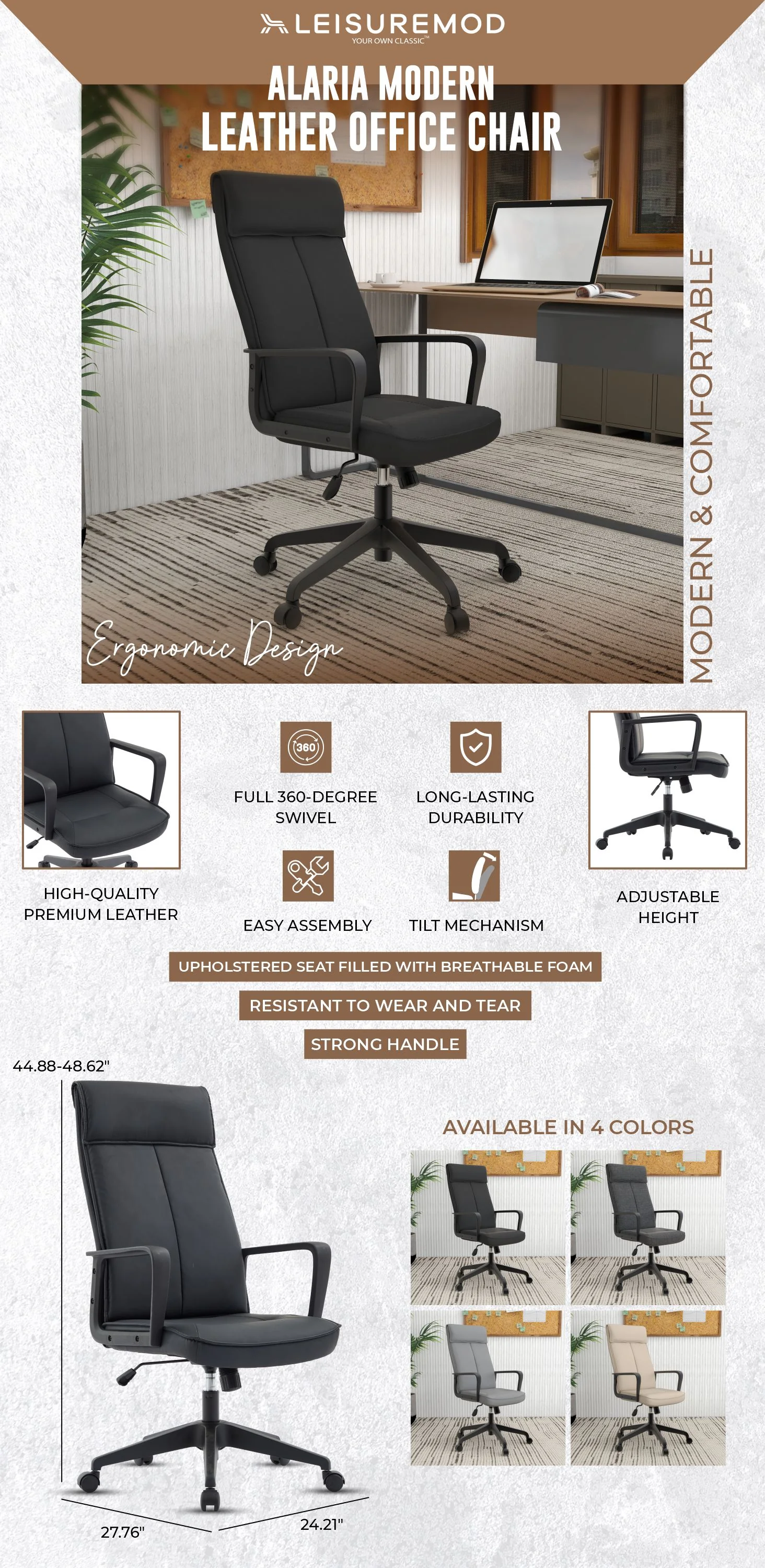 Aiaria Collection Modern Office Chair In Black