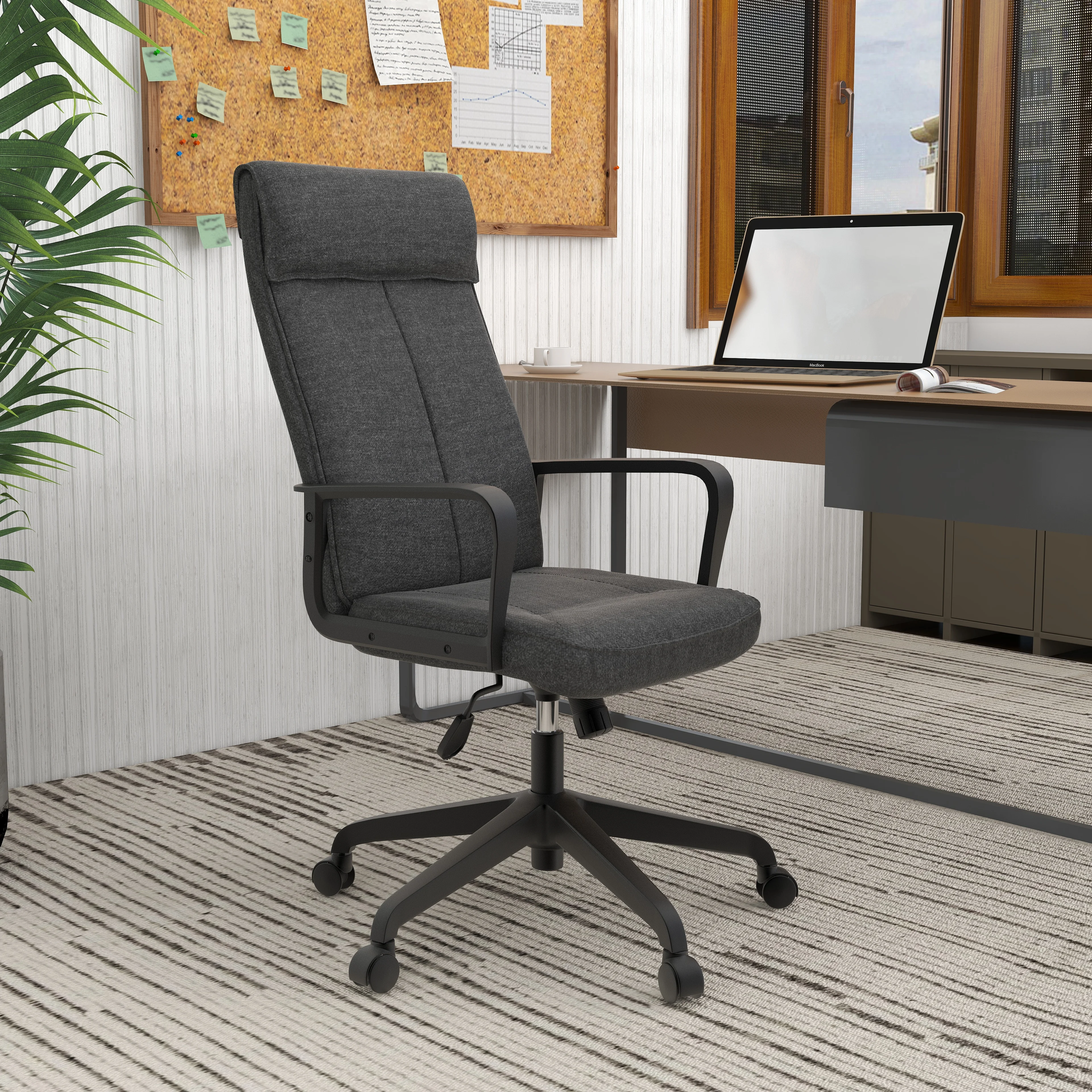Aiaria Collection Modern Office Chair In Charcoal Fabric