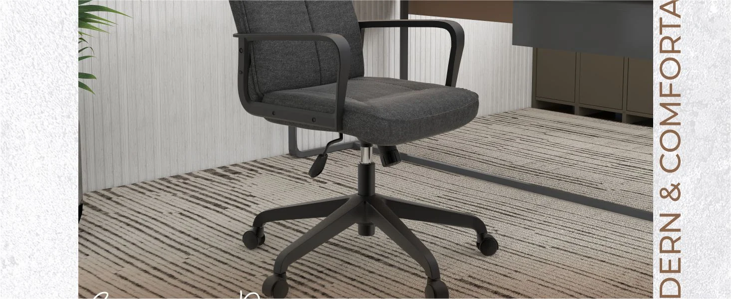 Aiaria Collection Modern Office Chair In Charcoal Fabric