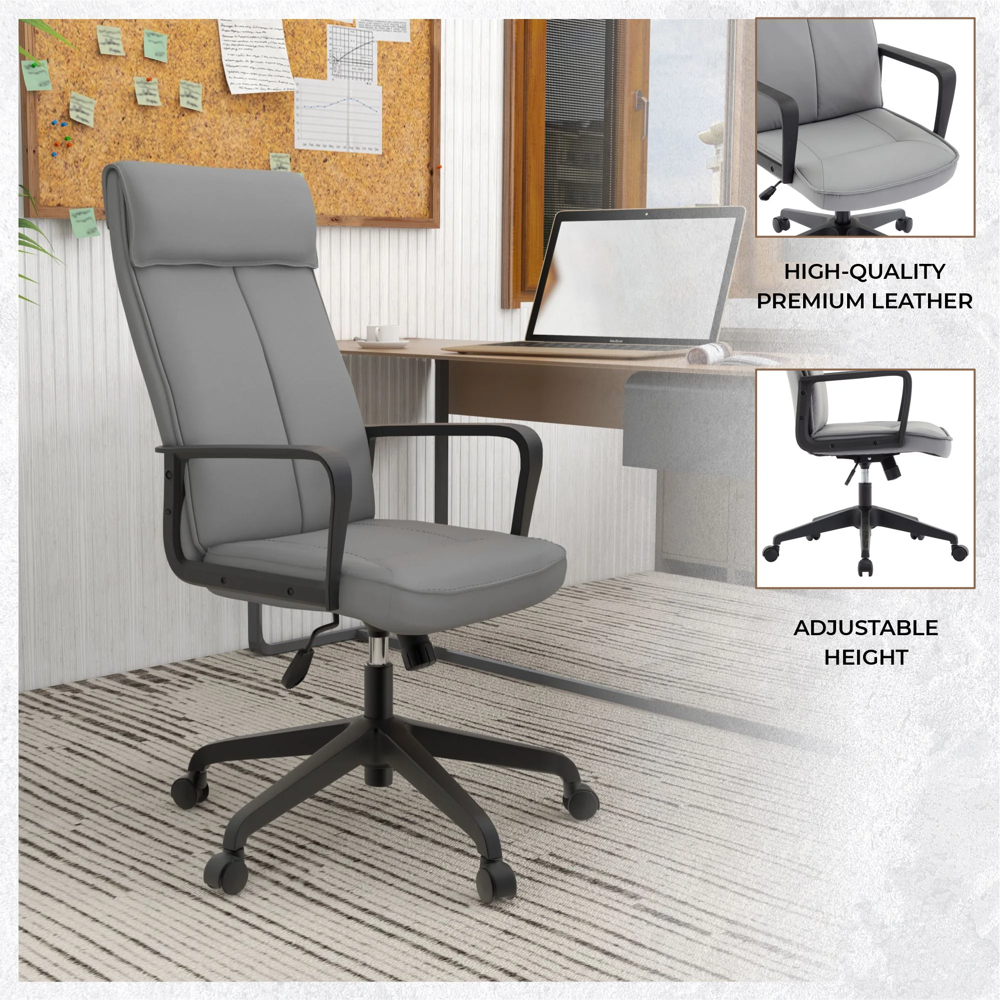 Aiaria Collection Modern Office Chair In Grey