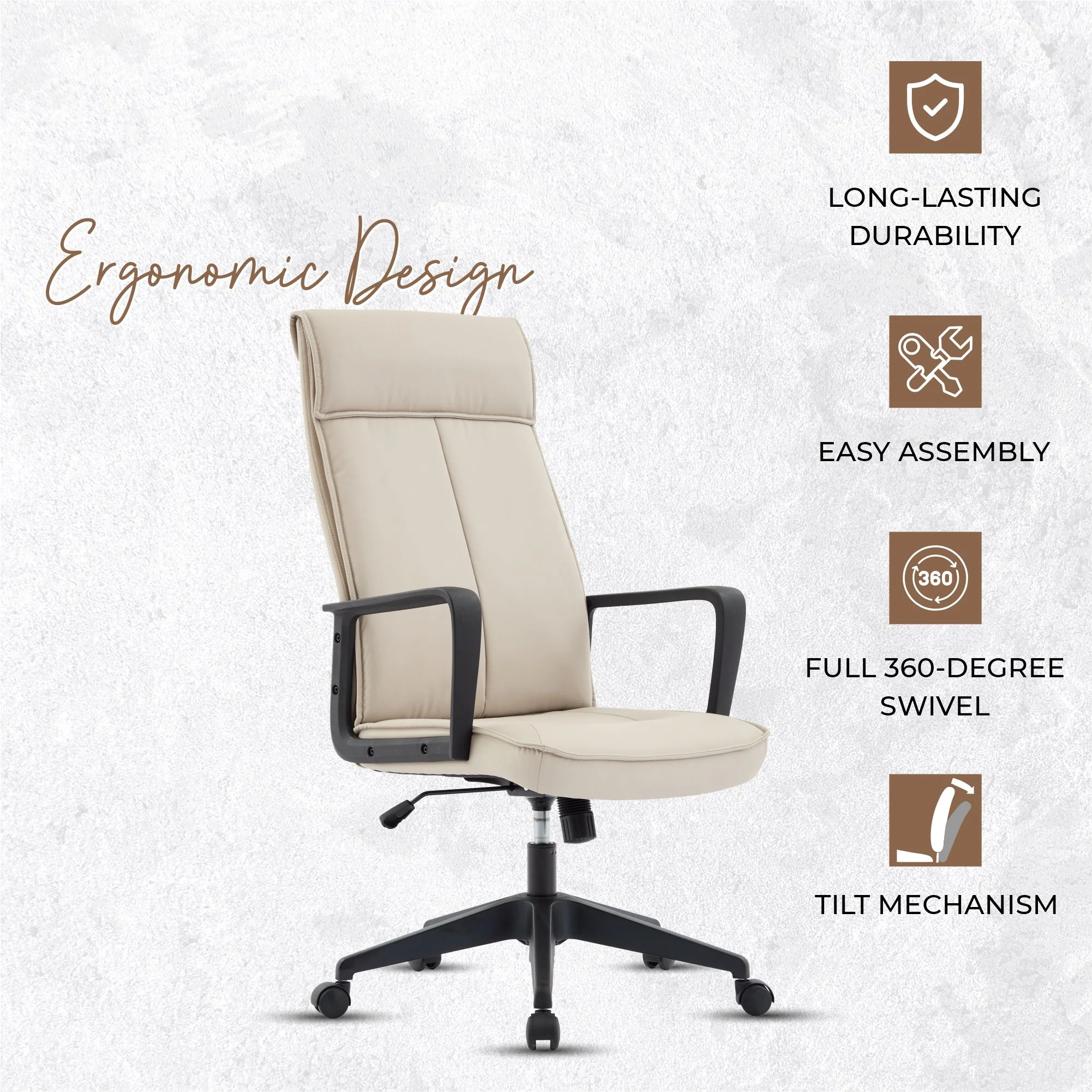 Aiaria Collection Modern Office Chair In Tan