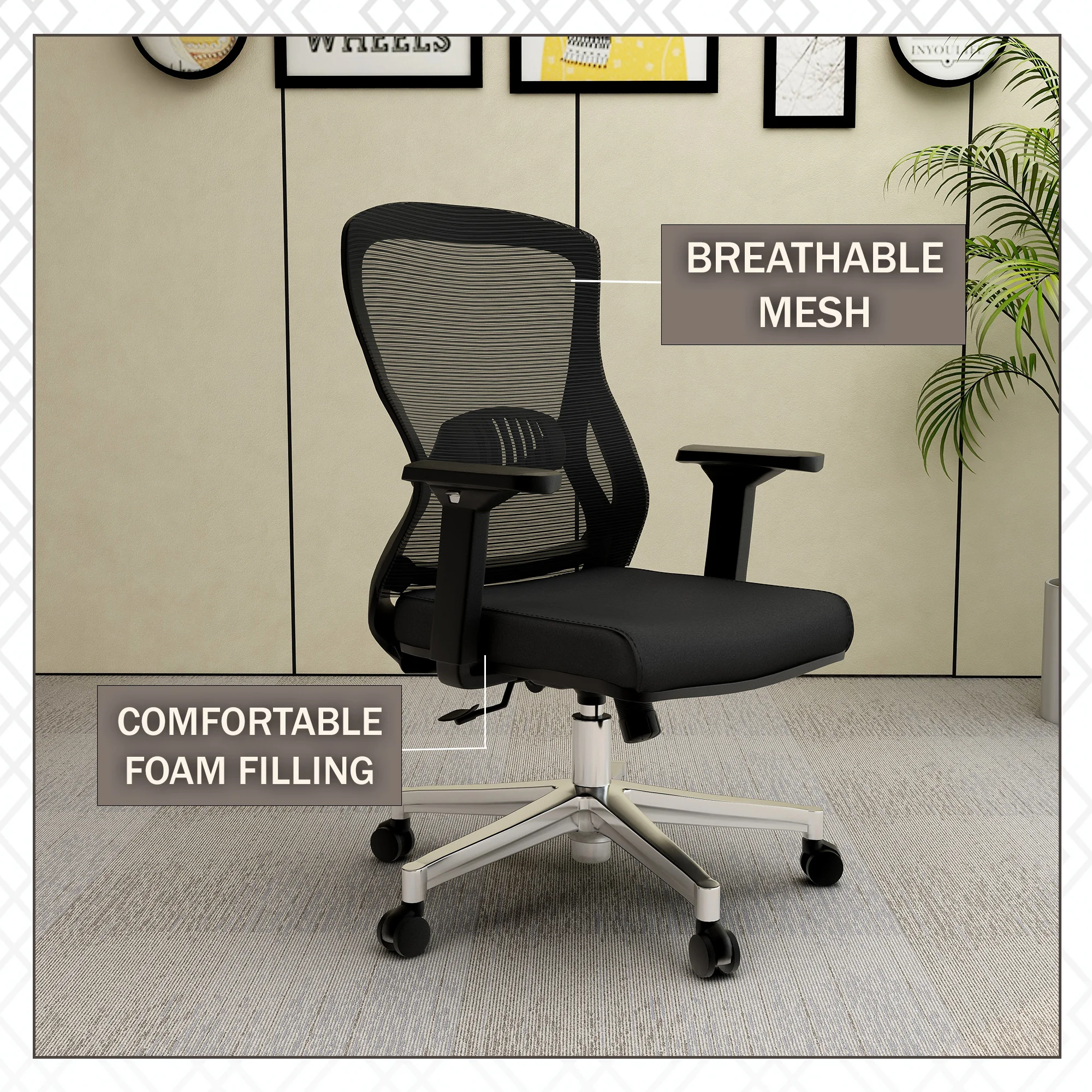 Office Adorit Series Office Task Chair In Black