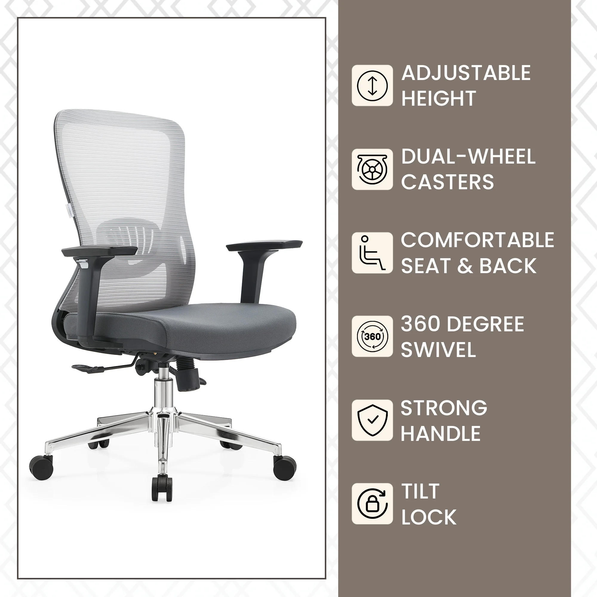 Office Adorit Series Office Task Chair In Grey