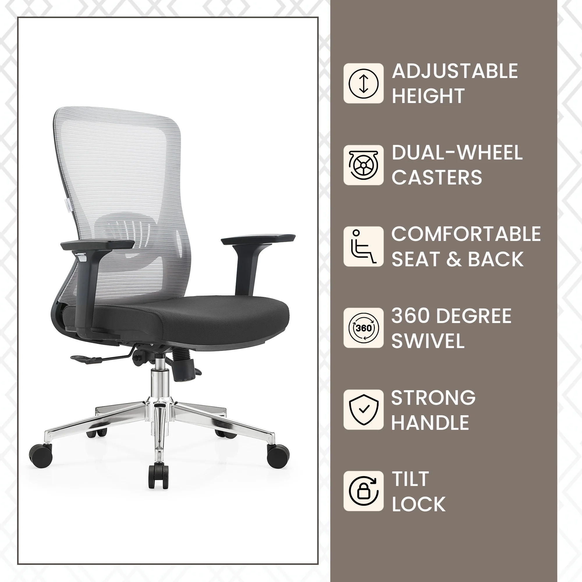 Office Adorit Series Office Task Chair In Light Grey