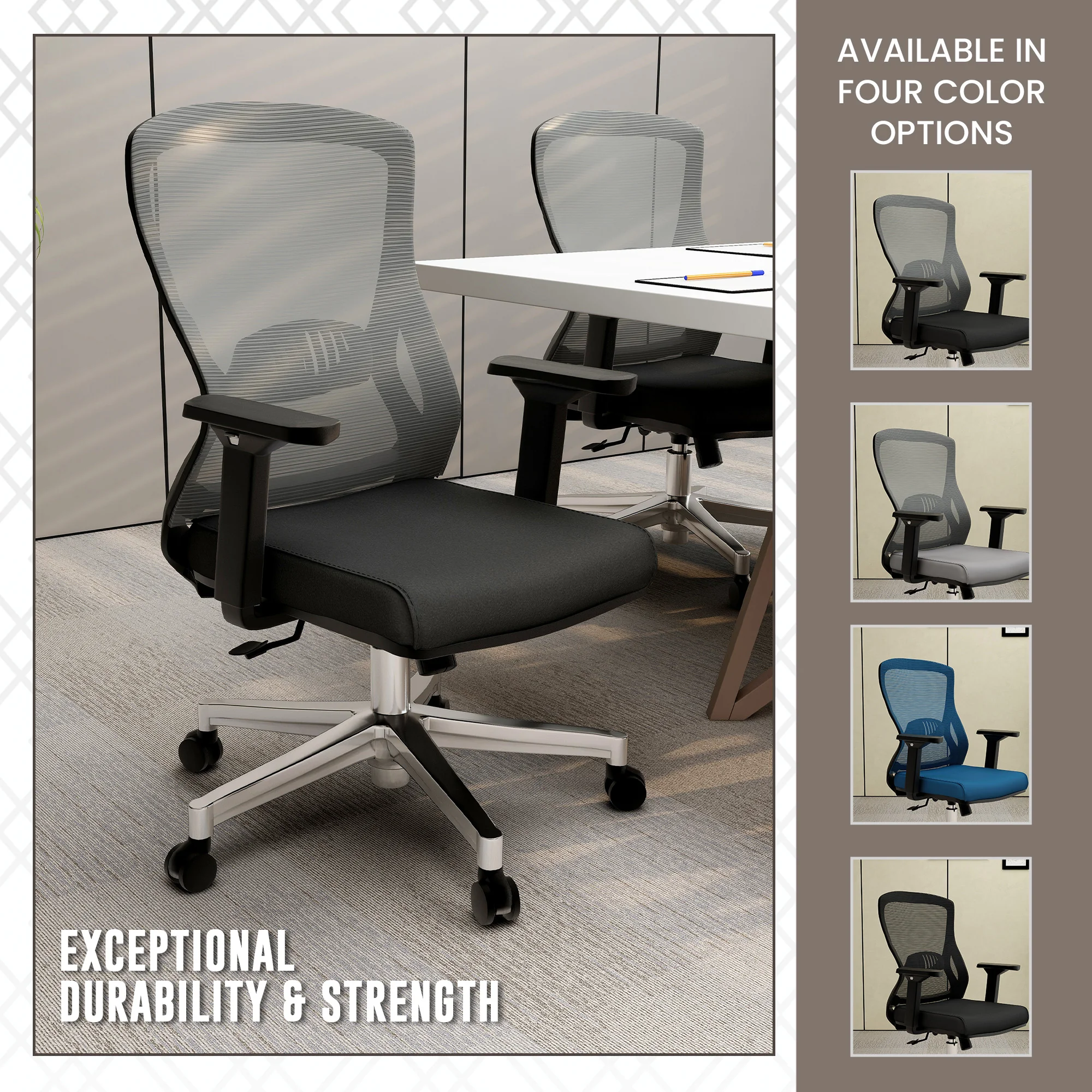 Office Adorit Series Office Task Chair In Light Grey