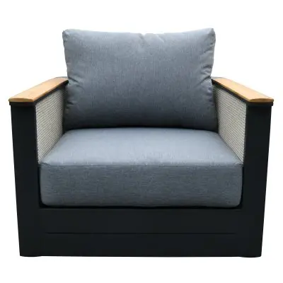 4-Piece Conversation Set with Coffee Table, Sofa, and 2 Accent Chairs in Black Arvin Collection