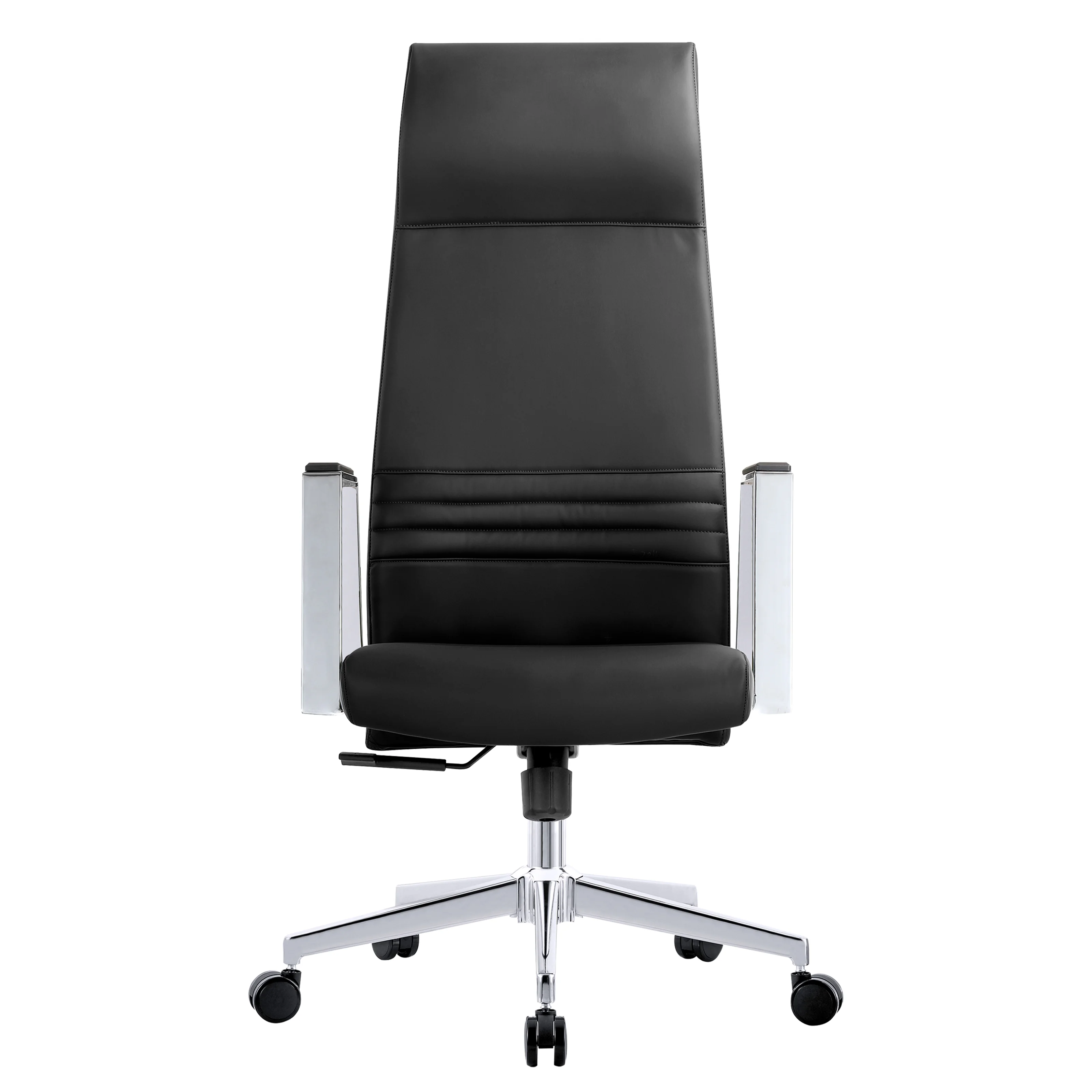 Aleen High-Back Office Chair in Upholstered Leather and Iron Frame with Swivel and Tilt in Black