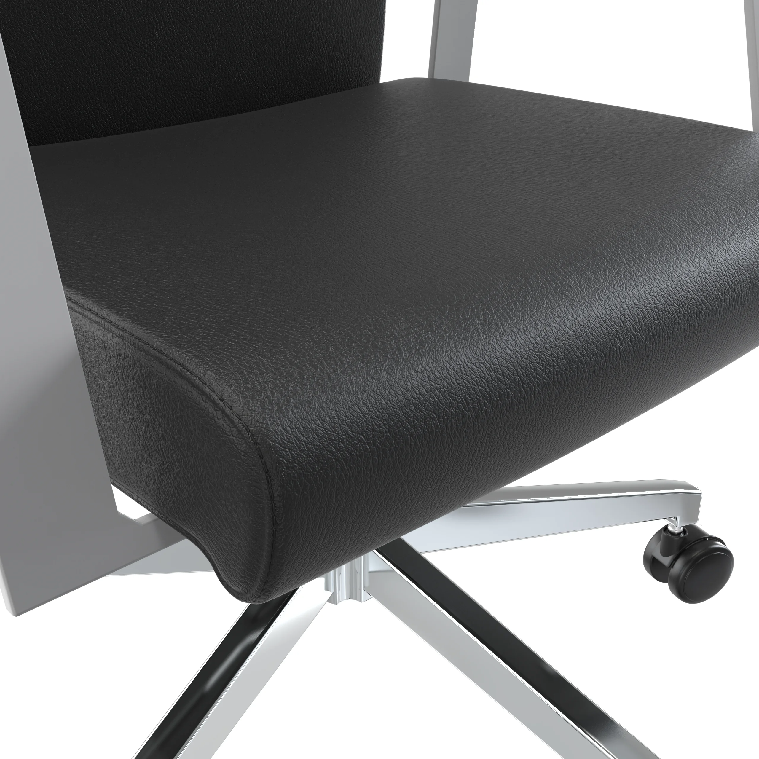 Aleen High-Back Office Chair in Upholstered Leather and Iron Frame with Swivel and Tilt in Black