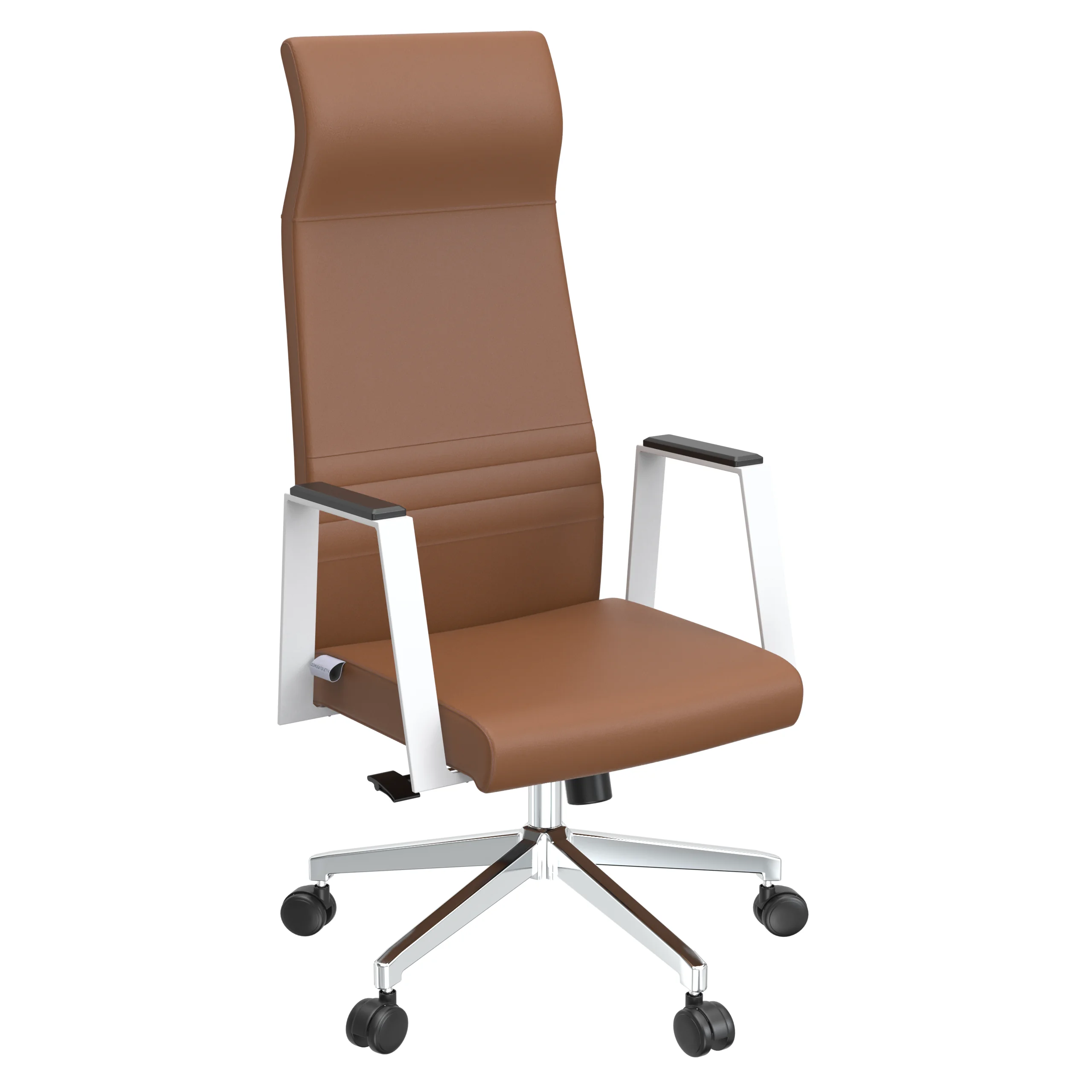 Aleen High-Back Office Chair in Upholstered Leather and Iron Frame with Swivel and Tilt in Dark Brown