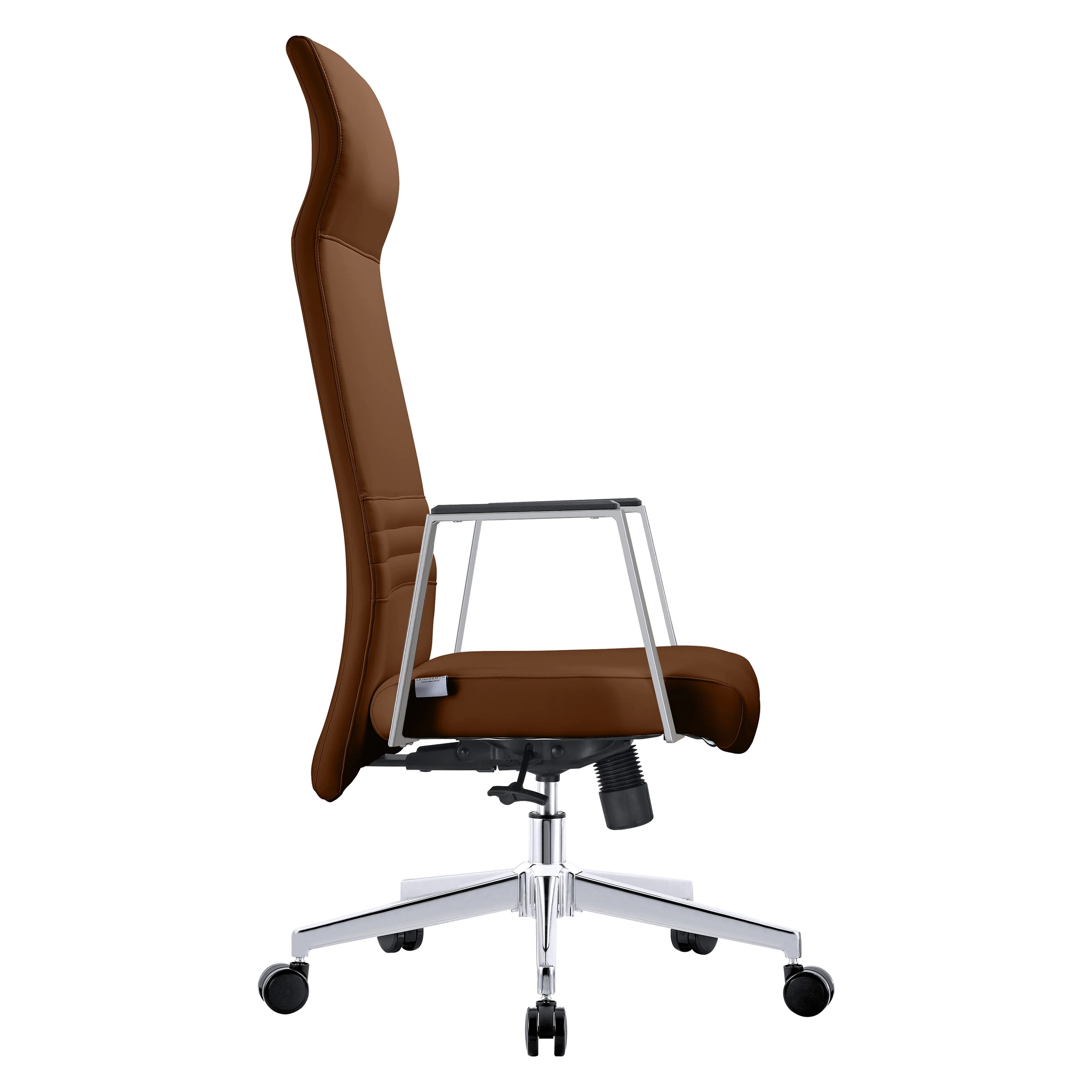 Aleen High-Back Office Chair in Upholstered Leather and Iron Frame with Swivel and Tilt in Dark Brown