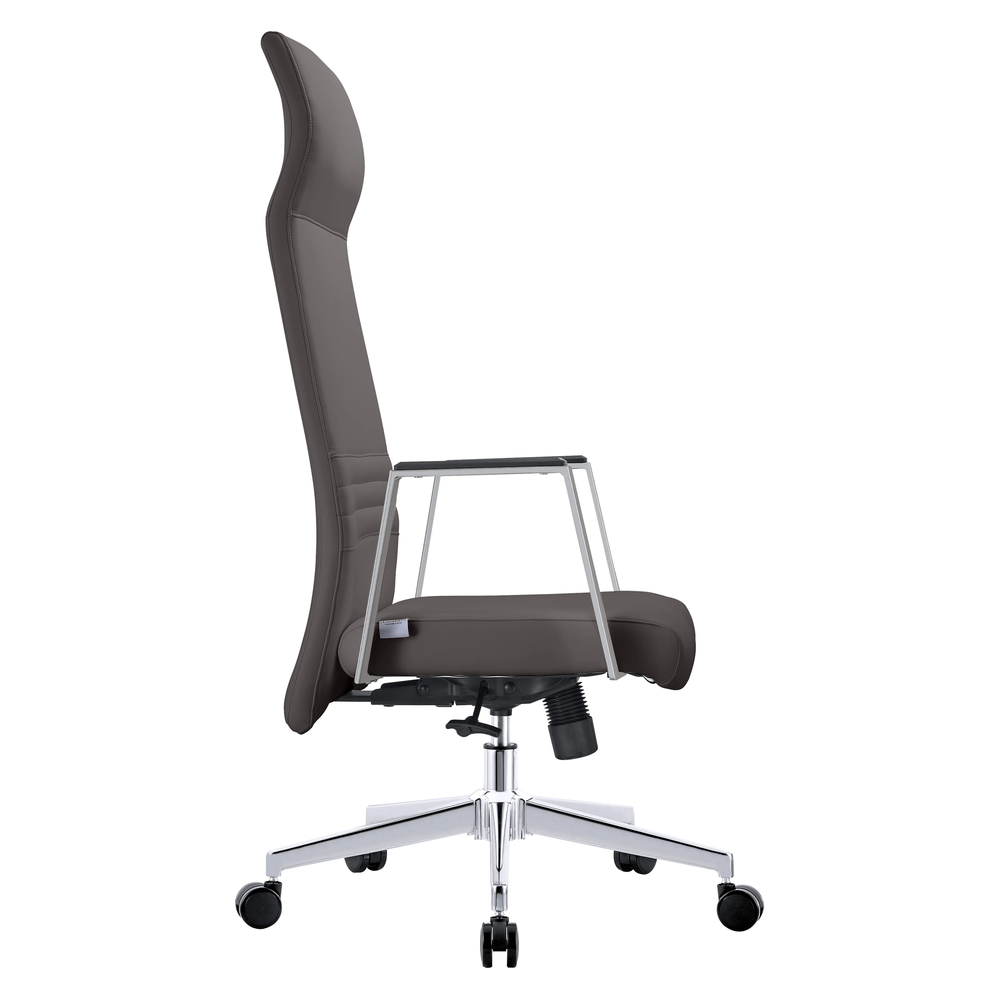 Aleen High-Back Office Chair in Upholstered Leather and Iron Frame with Swivel and Tilt in Grey