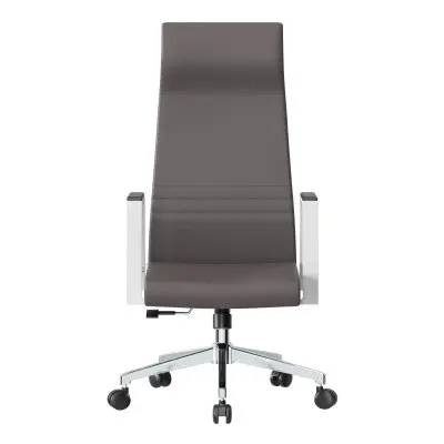 Aleen High-Back Office Chair in Upholstered Leather and Iron Frame with Swivel and Tilt in Grey