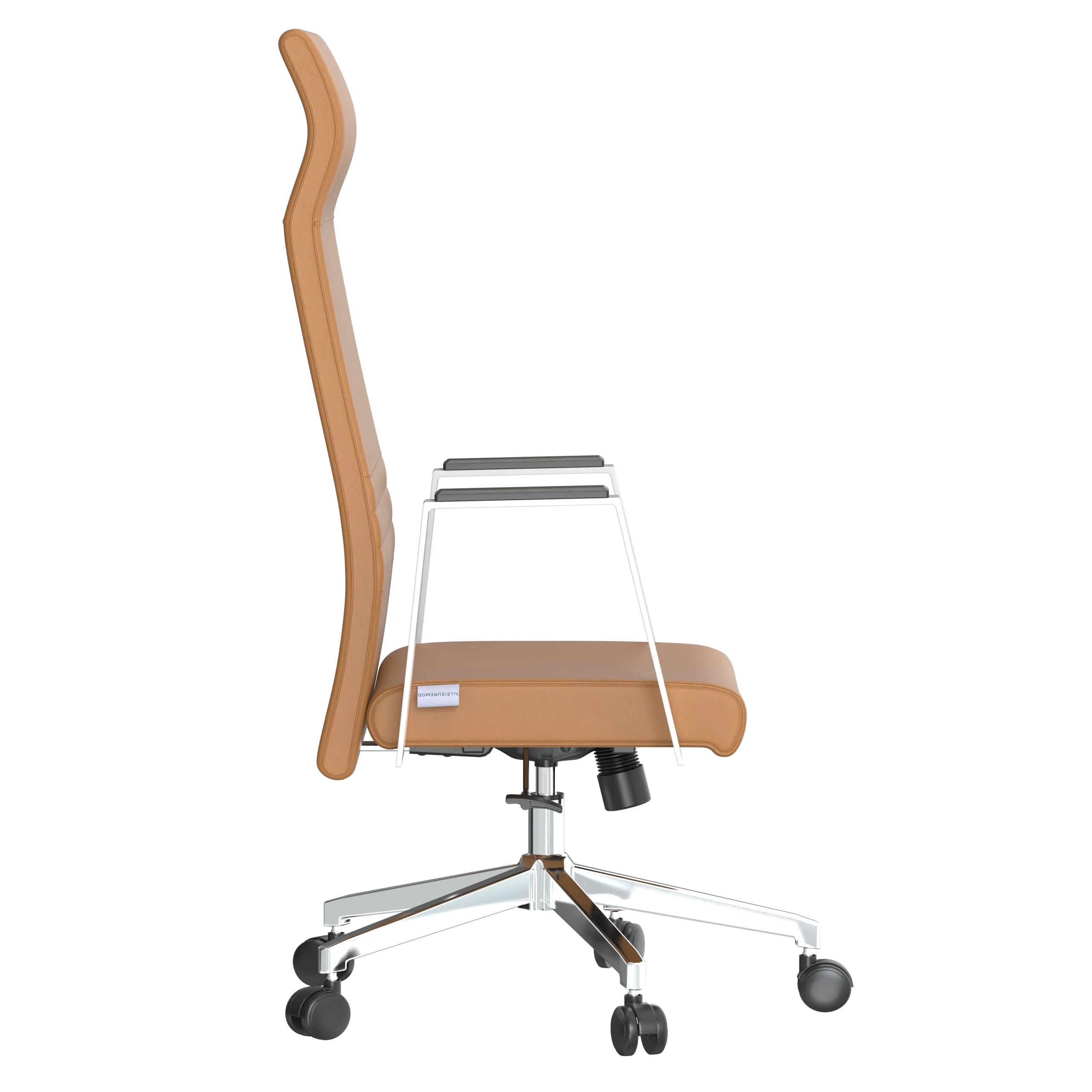 Aleen High-Back Office Chair in Upholstered Leather and Iron Frame with Swivel and Tilt in Acorn Brown