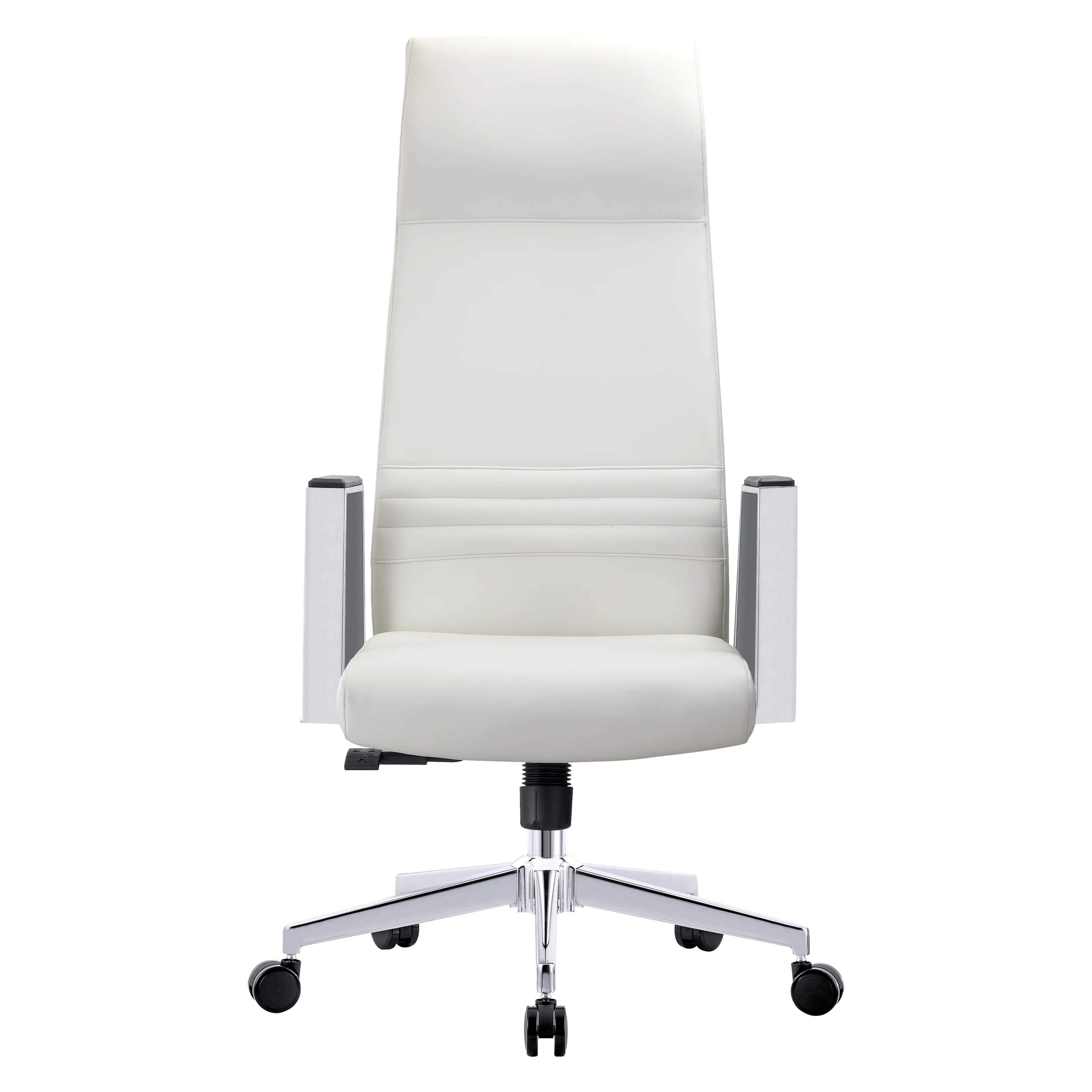 Aleen High-Back Office Chair in Upholstered Leather and Iron Frame with Swivel and Tilt in White