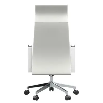 Aleen High-Back Office Chair in Upholstered Leather and Iron Frame with Swivel and Tilt in White