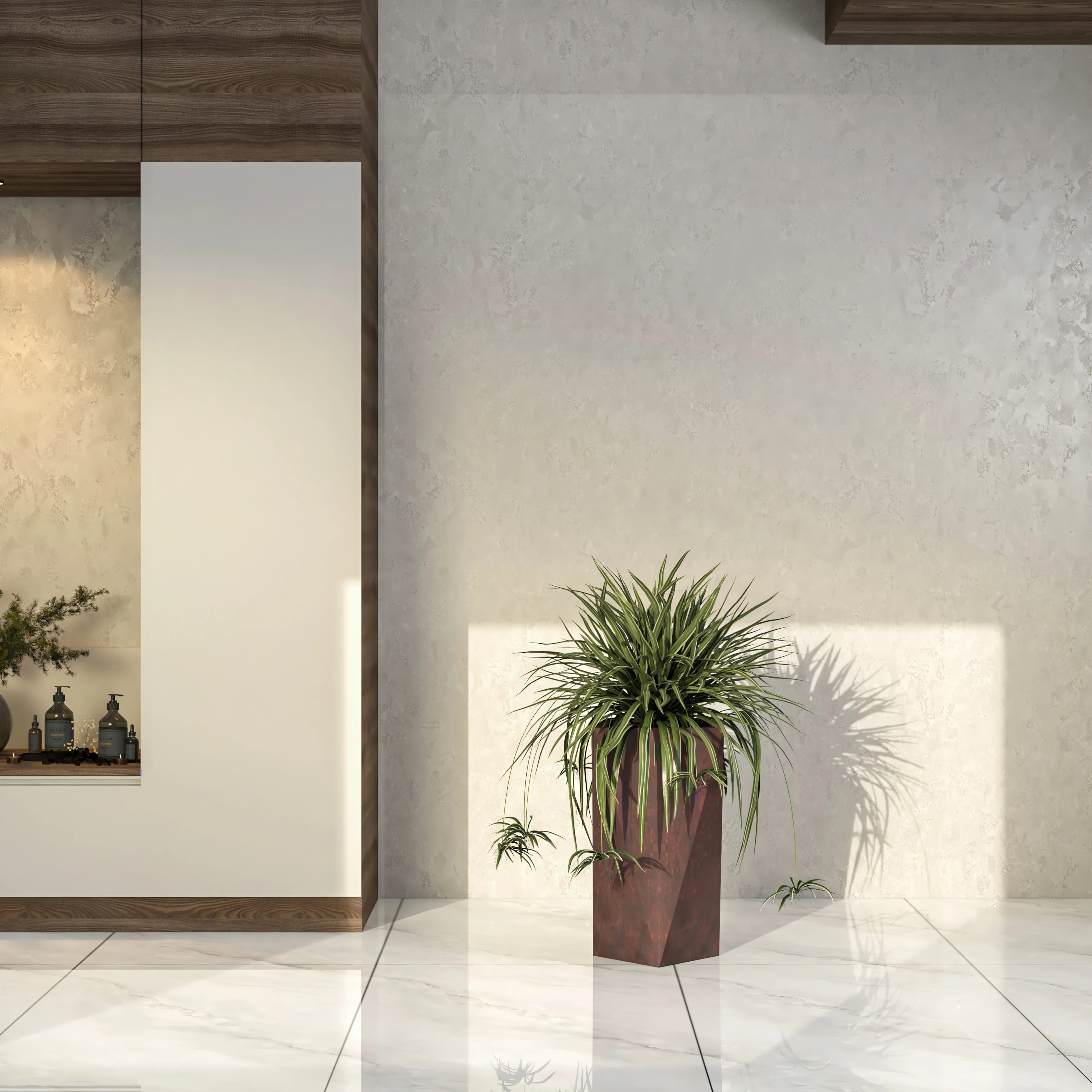 Aloe Series PolyStone Planter in Brown, 13 x 13, 24 High