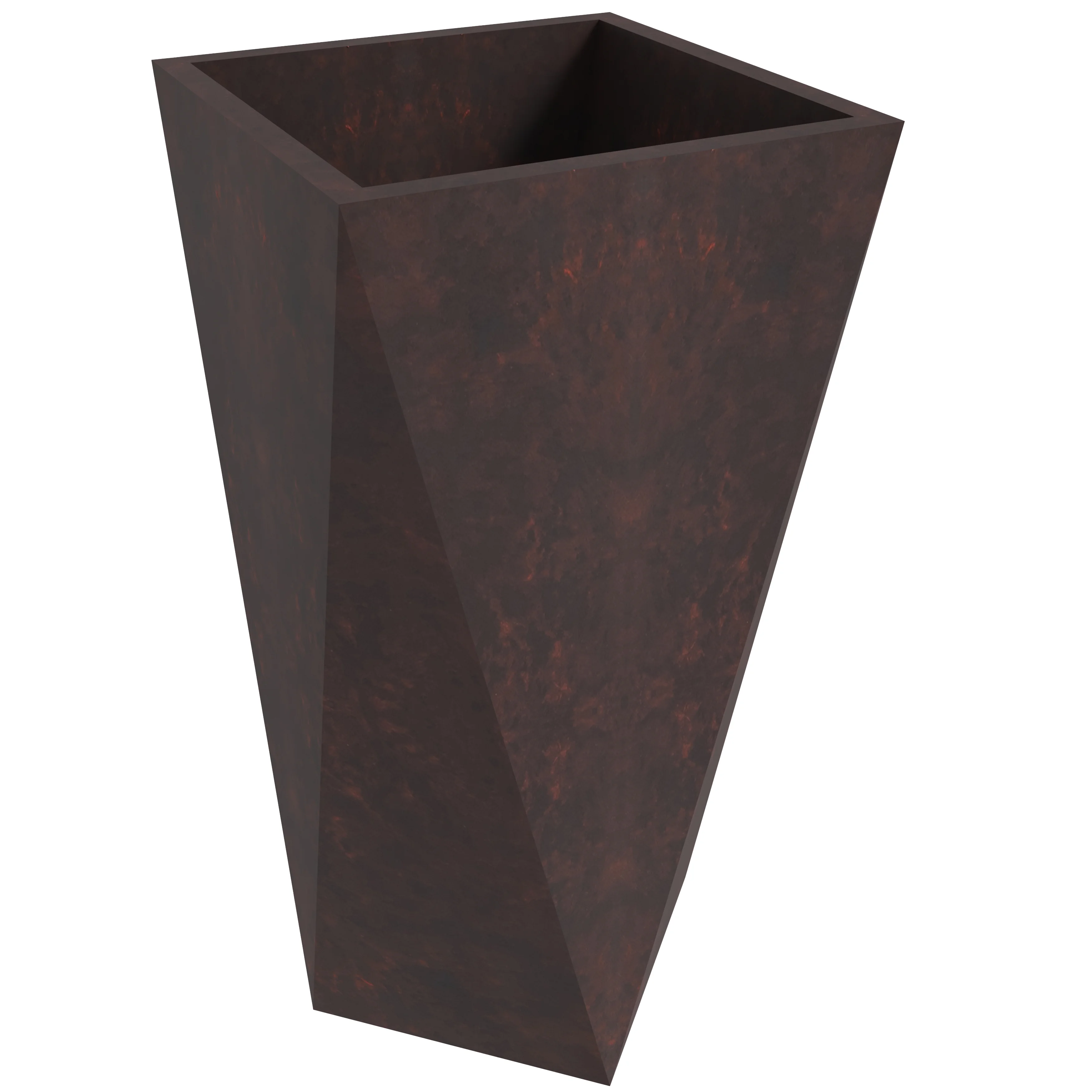 Aloe Series PolyStone Planter in Brown, 13 x 13, 24 High