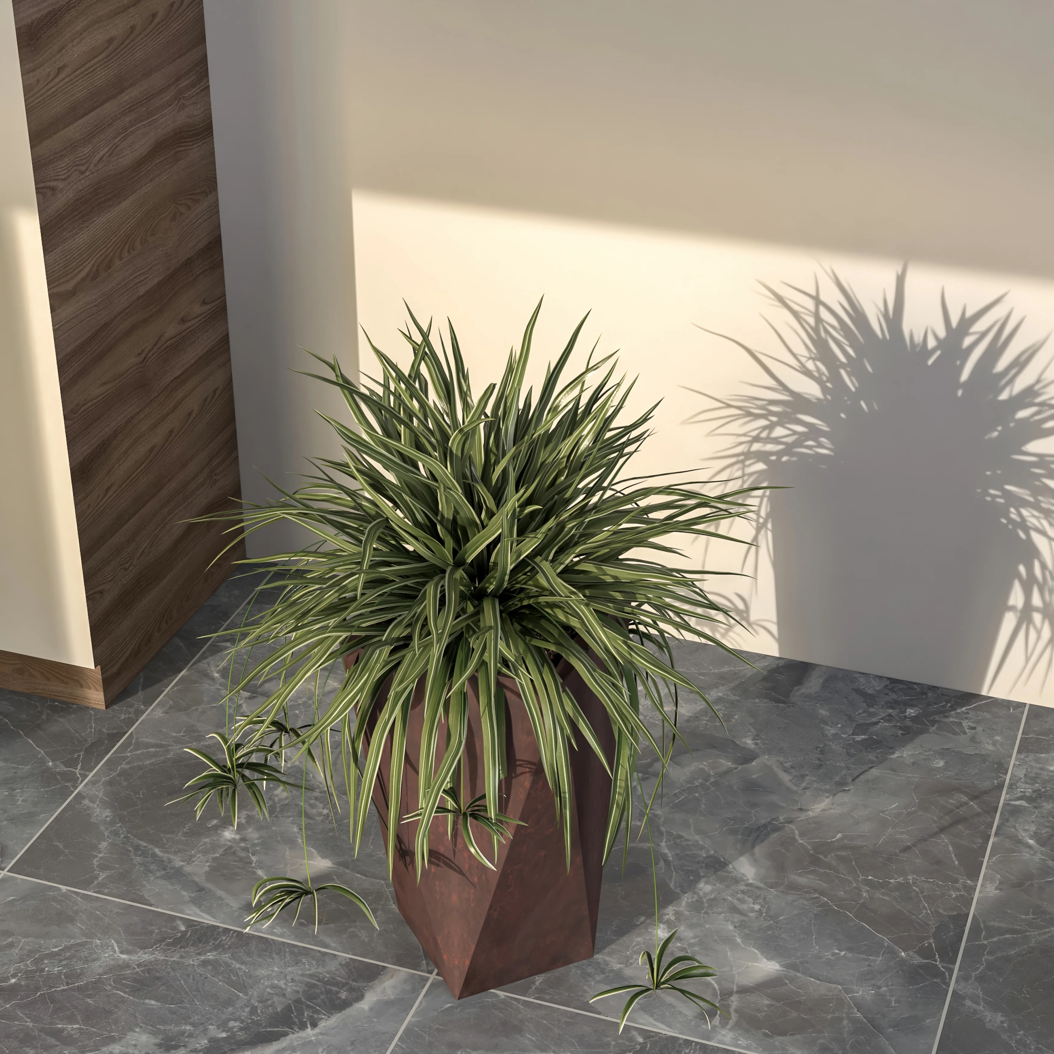 Aloe Series PolyStone Planter in Brown, 13 x 13, 24 High